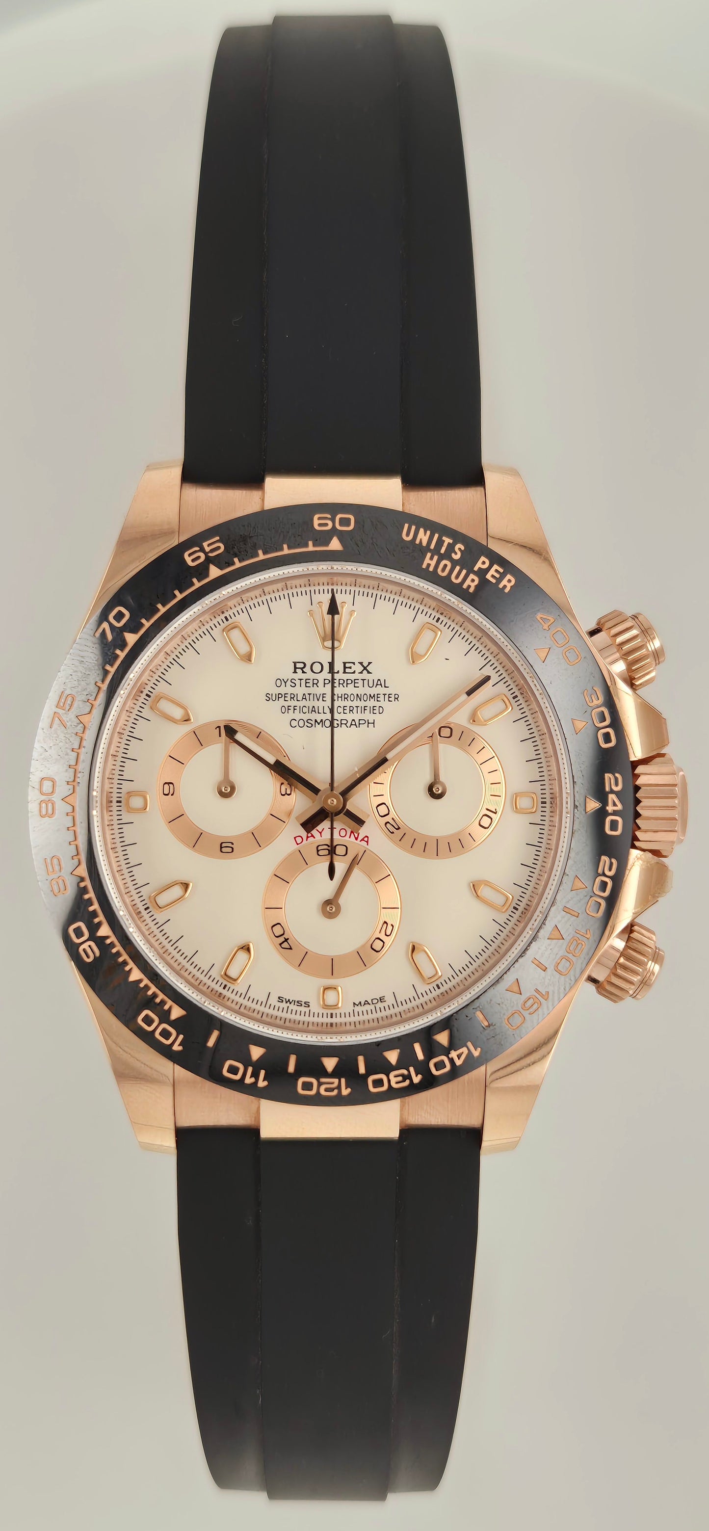 Rolex Daytona Ivory Dial Everose Gold Oyster Flex 116515 front