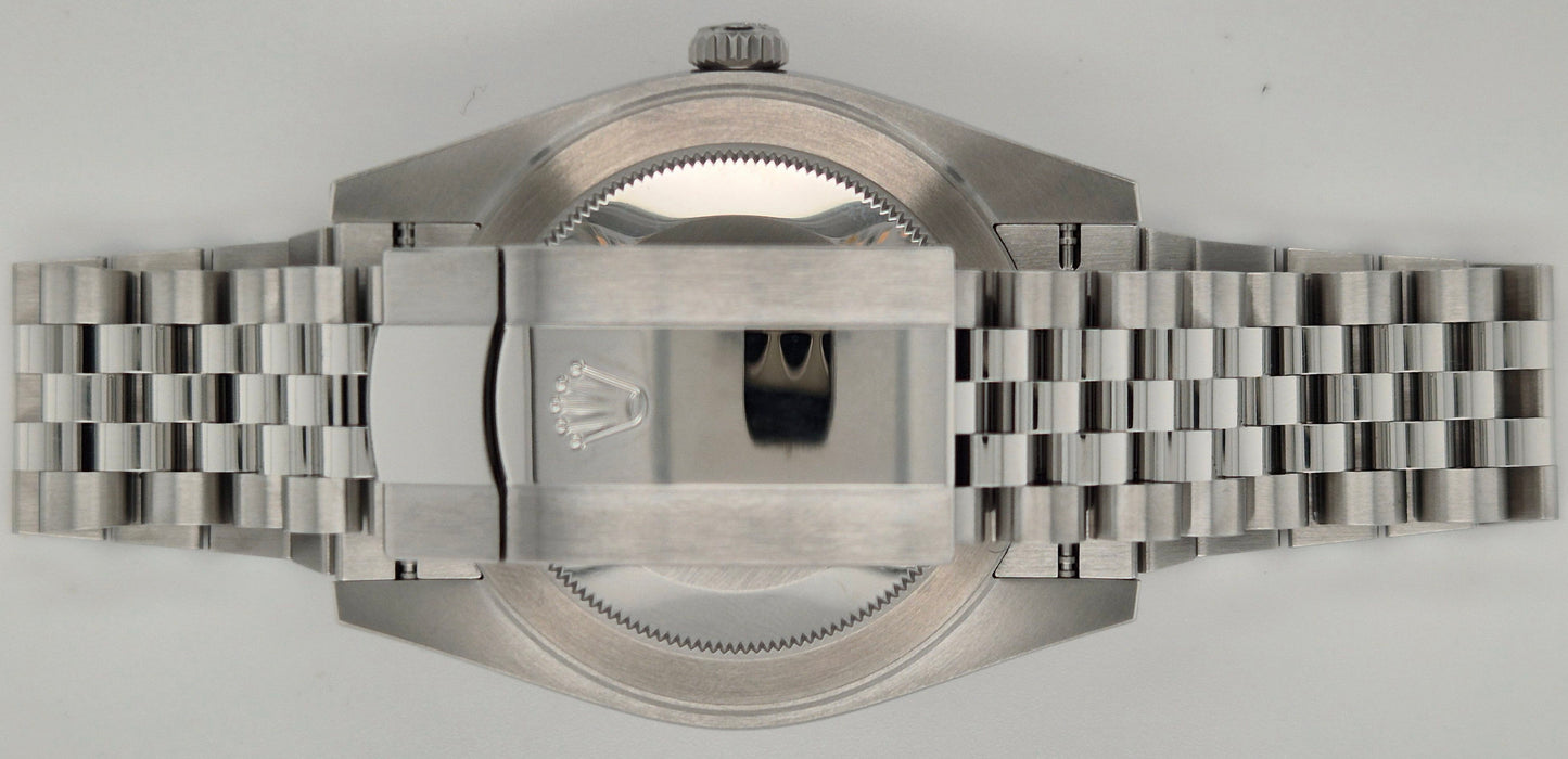 Rolex Datejust 41 Mint Green Dial Smooth Bezel Jubilee Stainless Steel 126300 clasp
