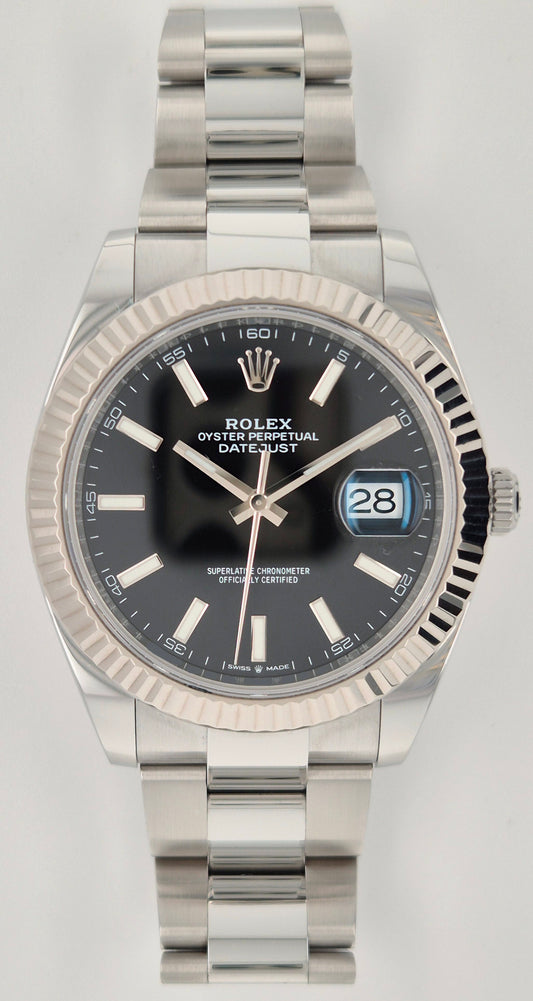 Rolex Datejust 41 Black Dial Fluted Bezel Oyster Stainless Steel 126334 front