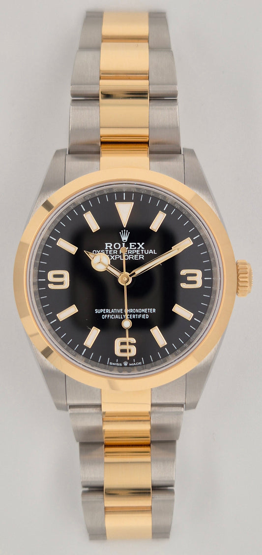 Rolex Explorer Two Tone Yellow Gold 124273 front