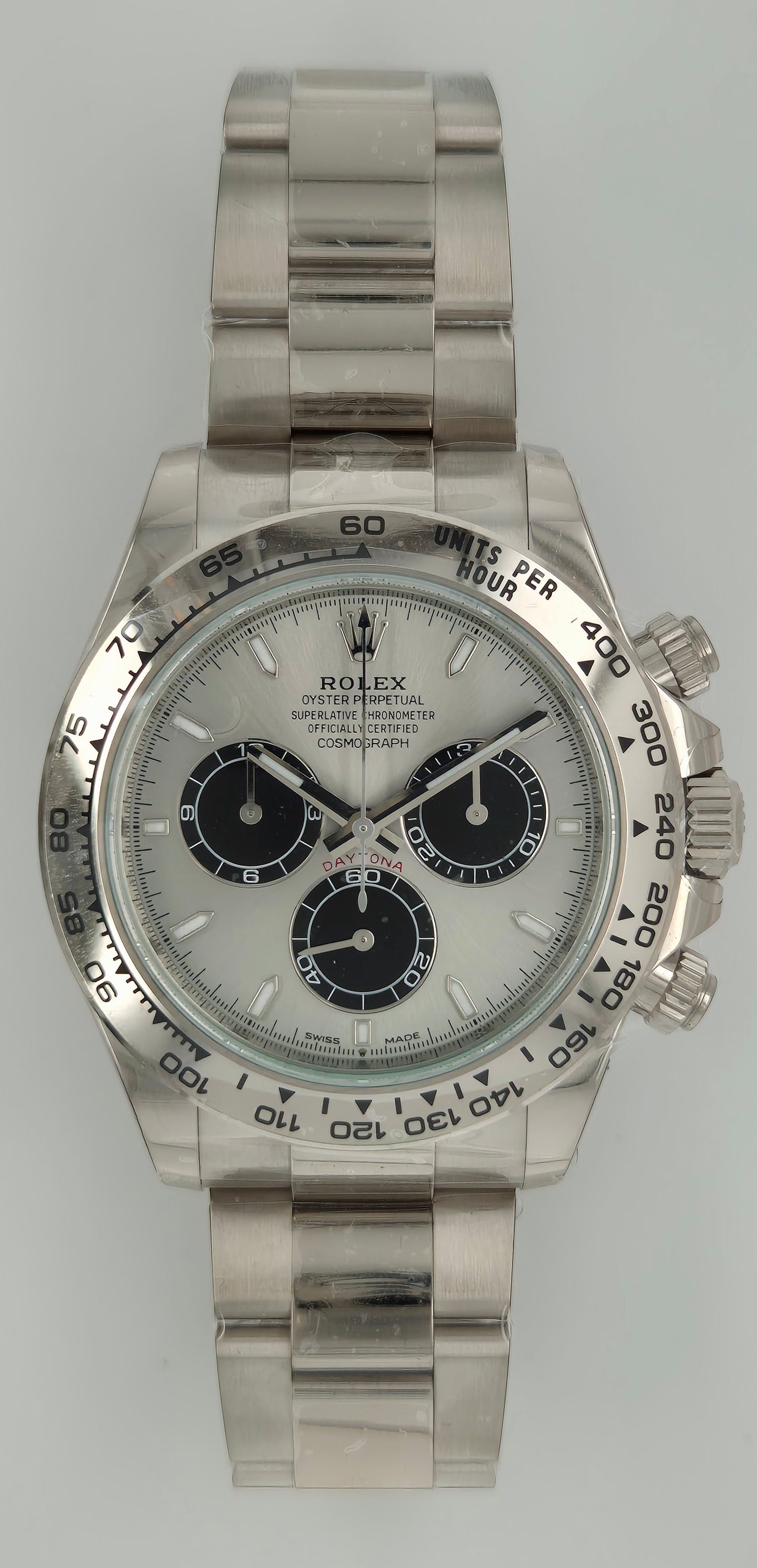 Rolex Daytona Ghost Cosmograph White Gold Silver And Black Index Dial Oyster 126509 front