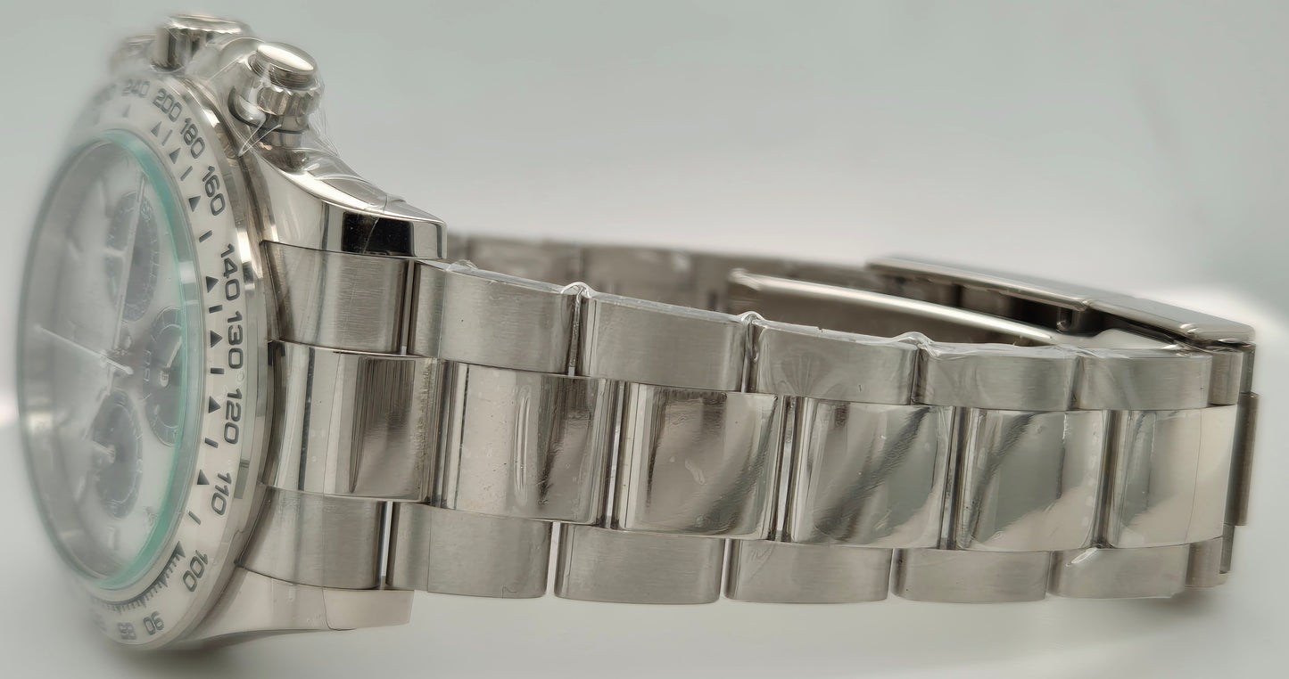 Rolex Daytona Ghost Cosmograph White Gold Silver And Black Index Dial Oyster 126509 side left