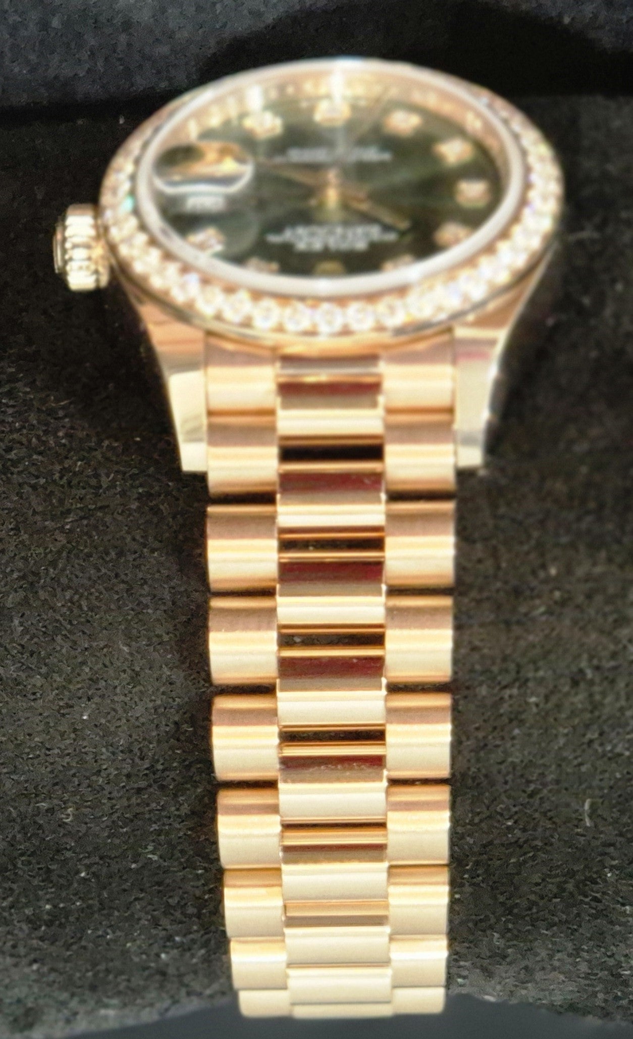 Rolex Lady-Datejust Presidential Olive Factory Diamond Set Bezel and Dial 279135RBR bracelet 2