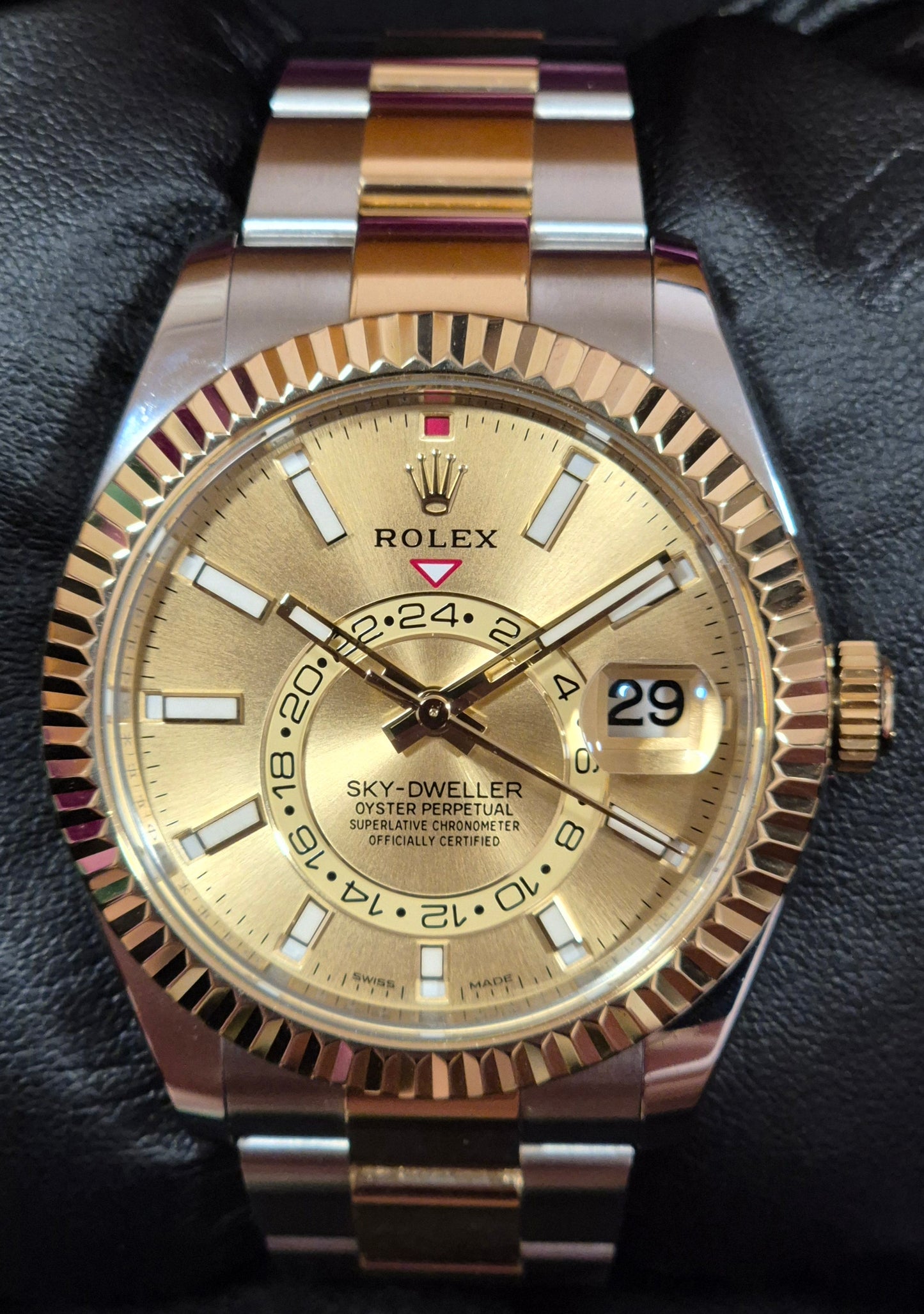 Rolex Sky-Dweller Two Tone Yellow Gold Champagne Dial 326933 front