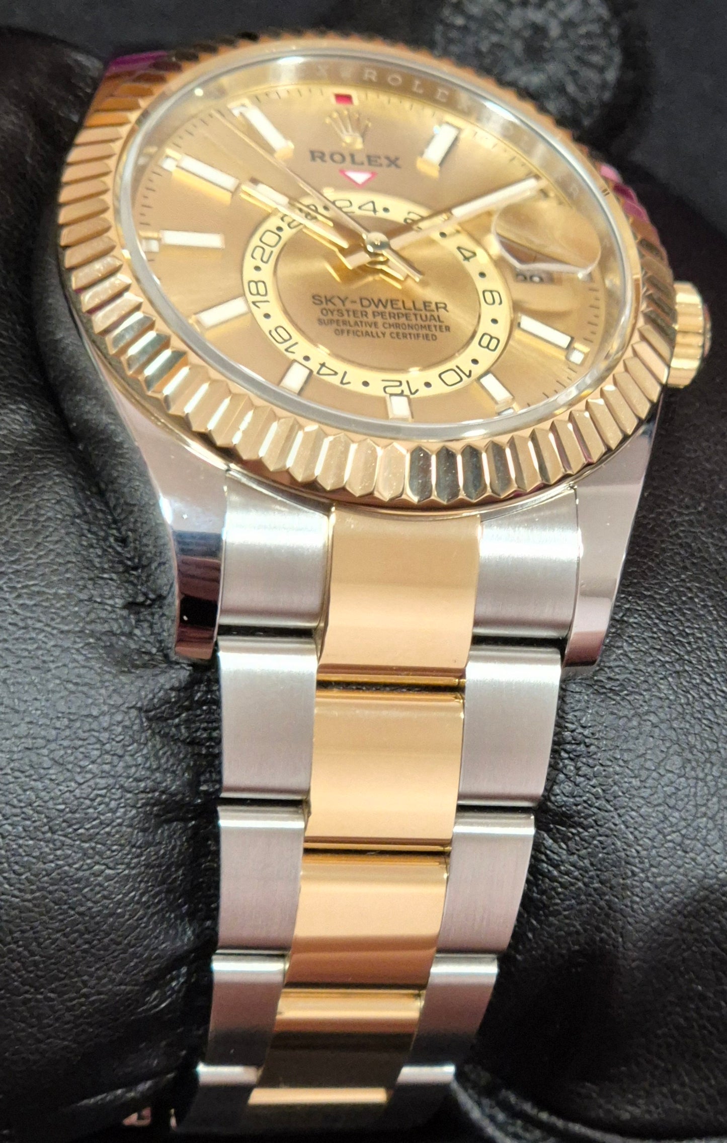 Rolex Sky-Dweller Two Tone Yellow Gold Champagne Dial 326933 bracelet