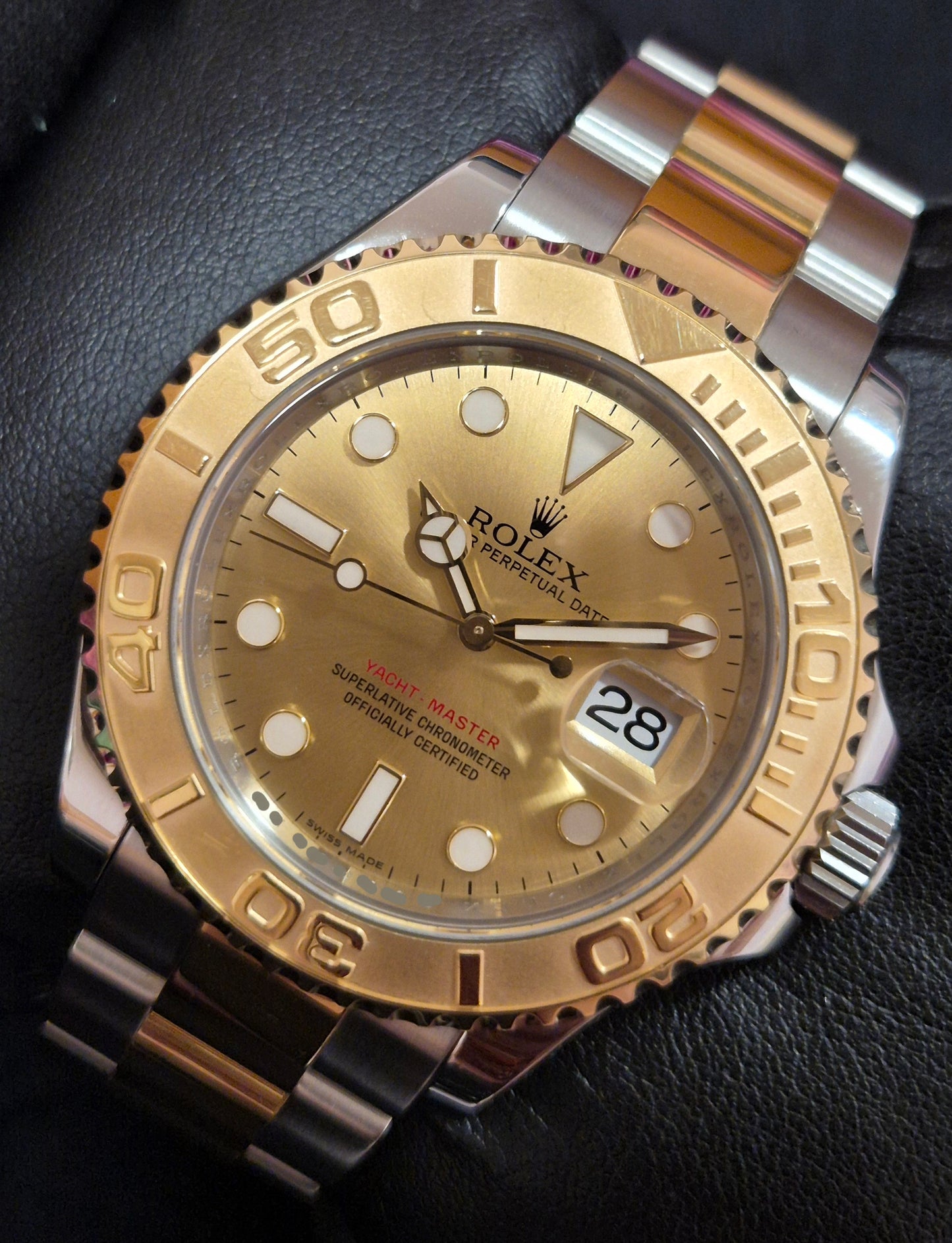Rolex Yacht-Master 40 Two Tone Yellow Gold with Champagne Dial 16623 front right