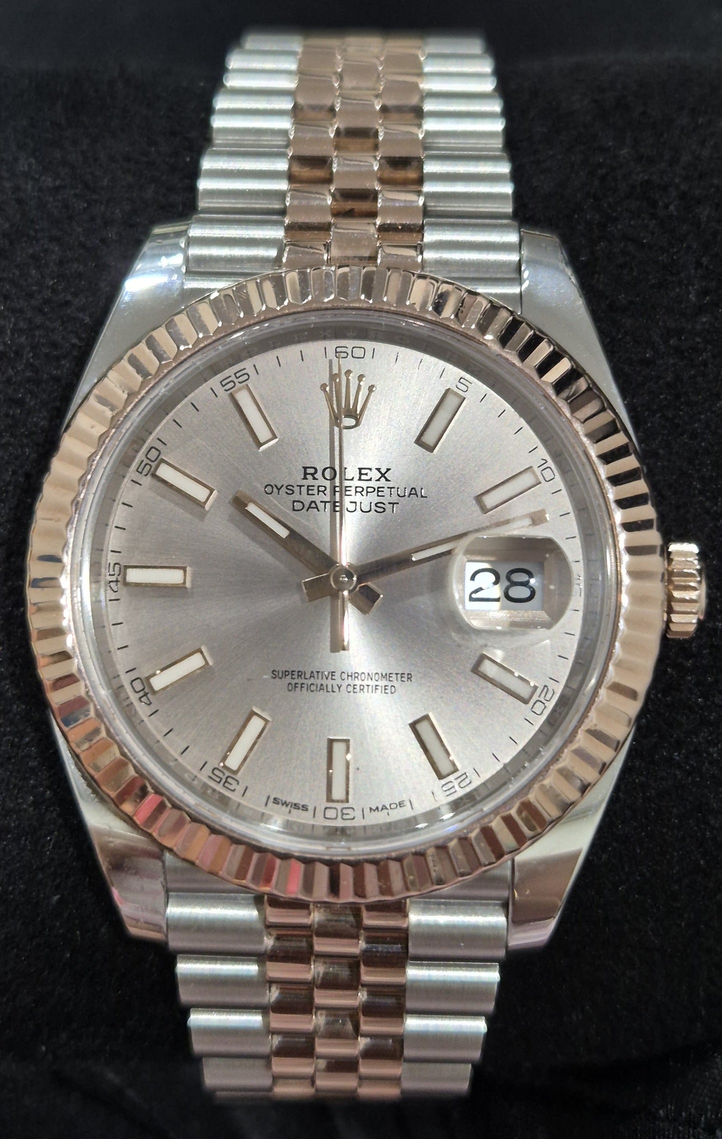 Rolex Datejust 41 Two Tone Rose Gold Sundust Sticks Dial 126331 front