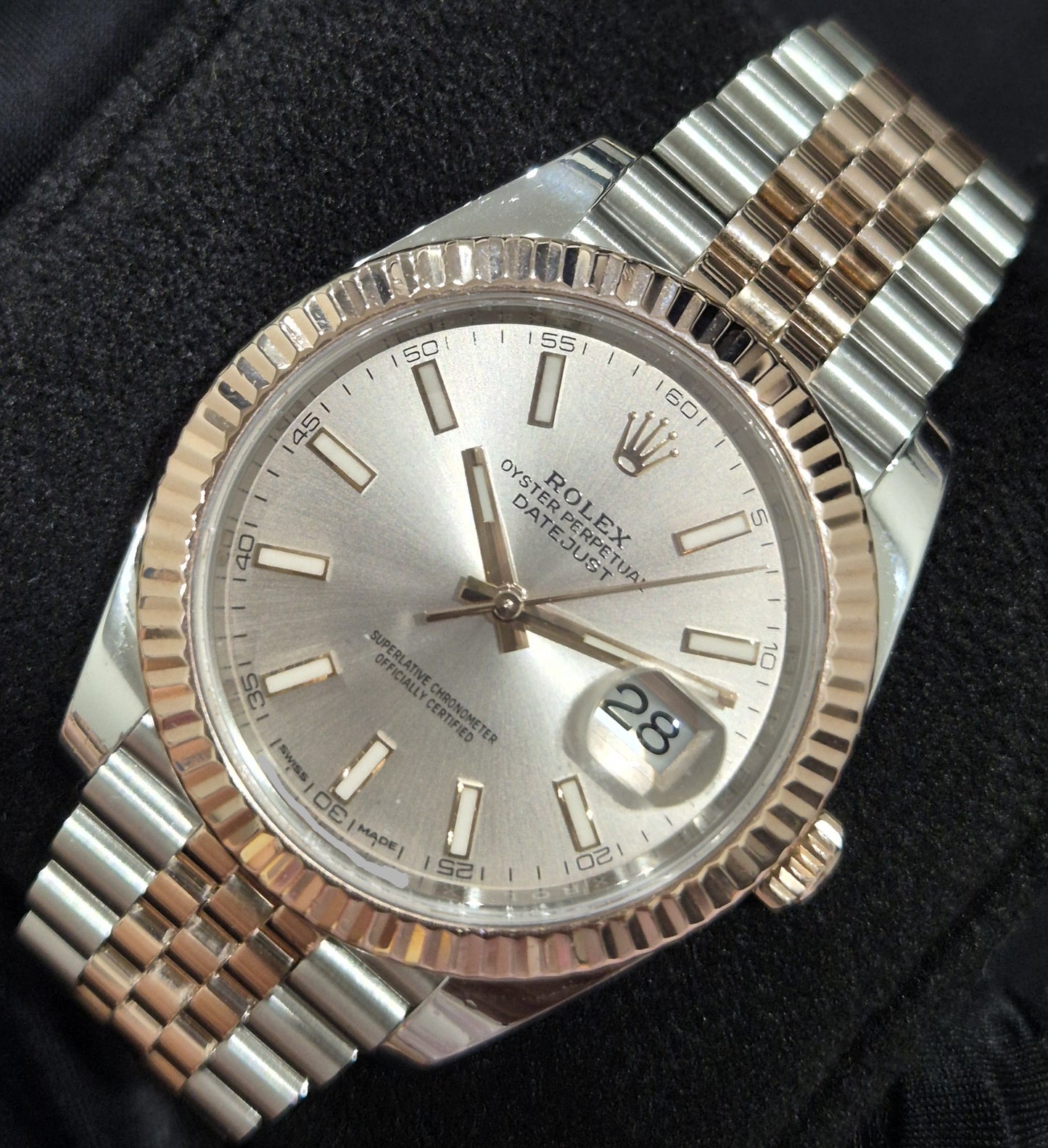 Rolex Datejust 41 Two Tone Rose Gold Sundust Sticks Dial 126331 front right