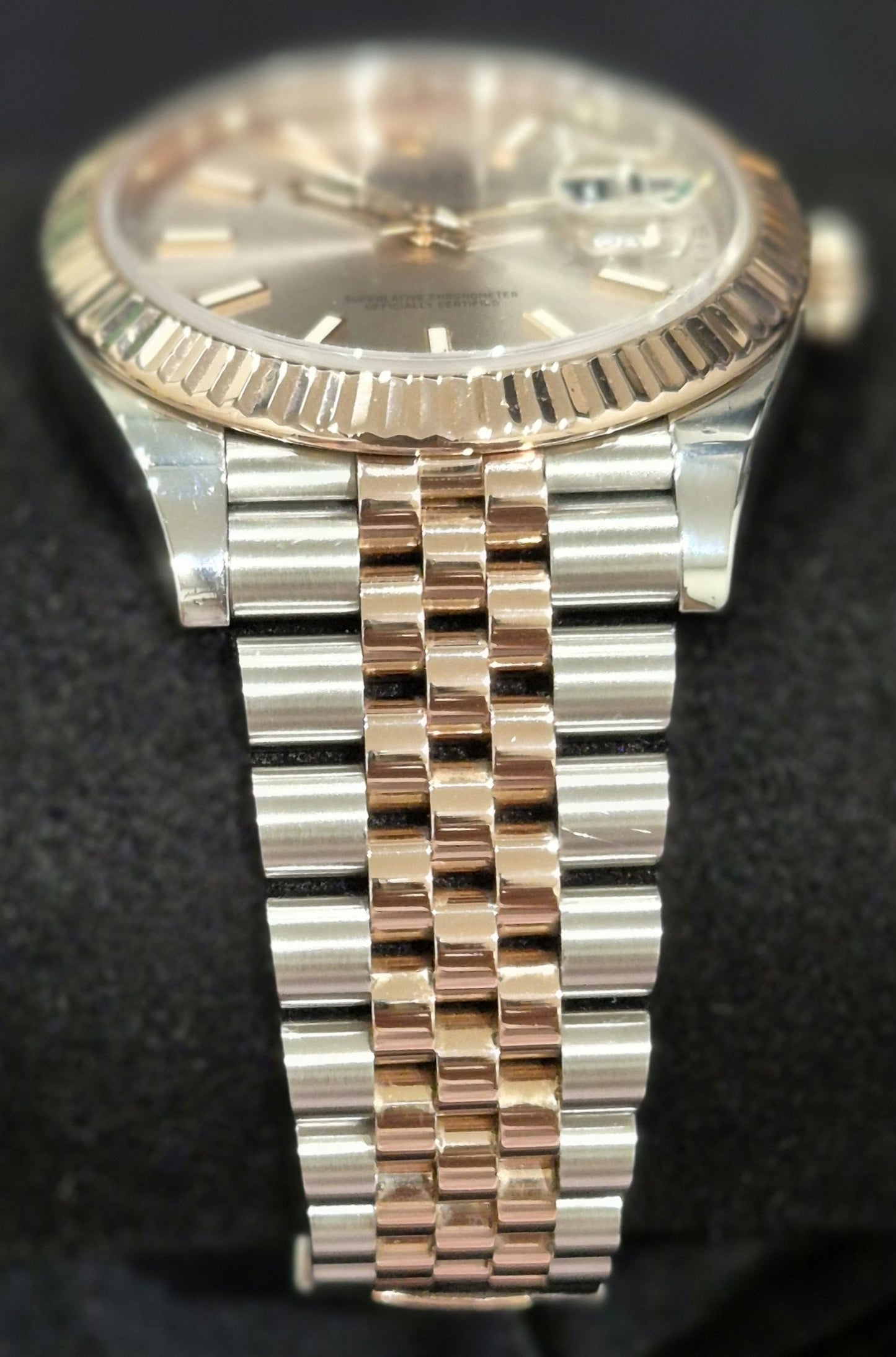 Rolex Datejust 41 Two Tone Rose Gold Sundust Sticks Dial 126331 bracelet