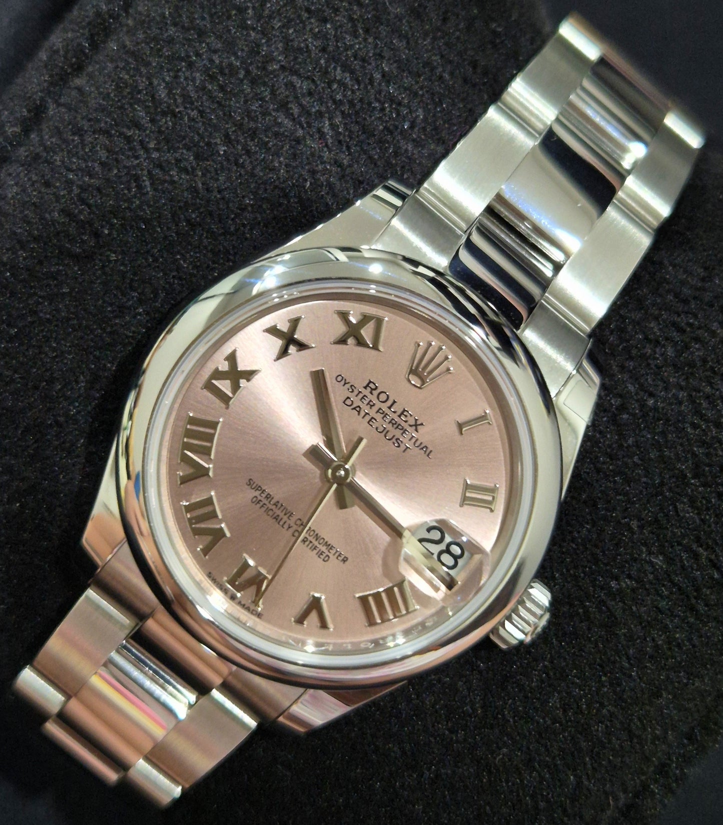 Rolex Datejust 31 Pink Roman Numeral Dial 278240 front right