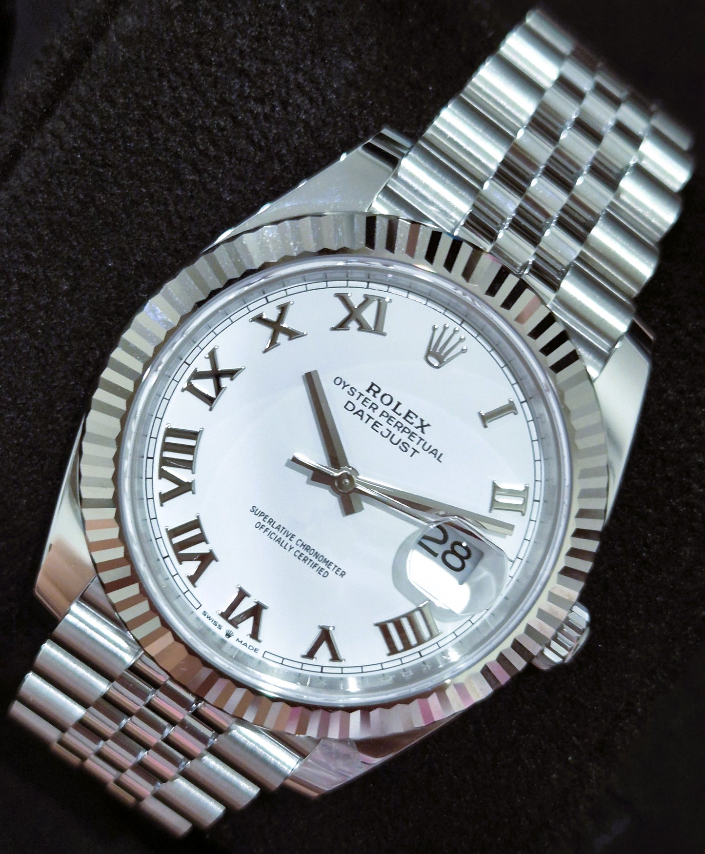 Rolex Datejust 41 White Roman Dial Jubilee 126334 front right