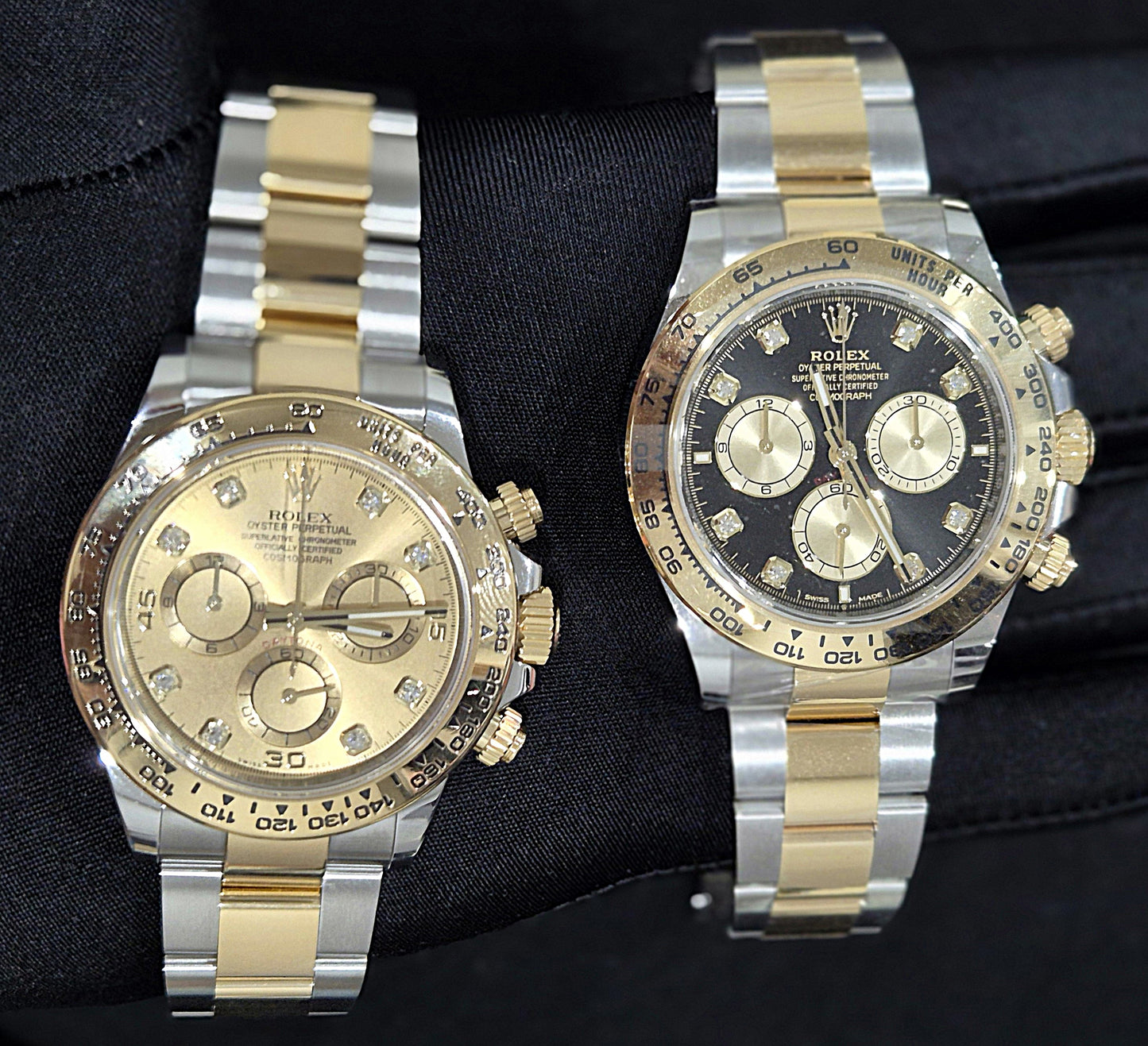 Rolex Daytona Two Tone Gold Diamond Dial 116503 and black diamond dial 126503