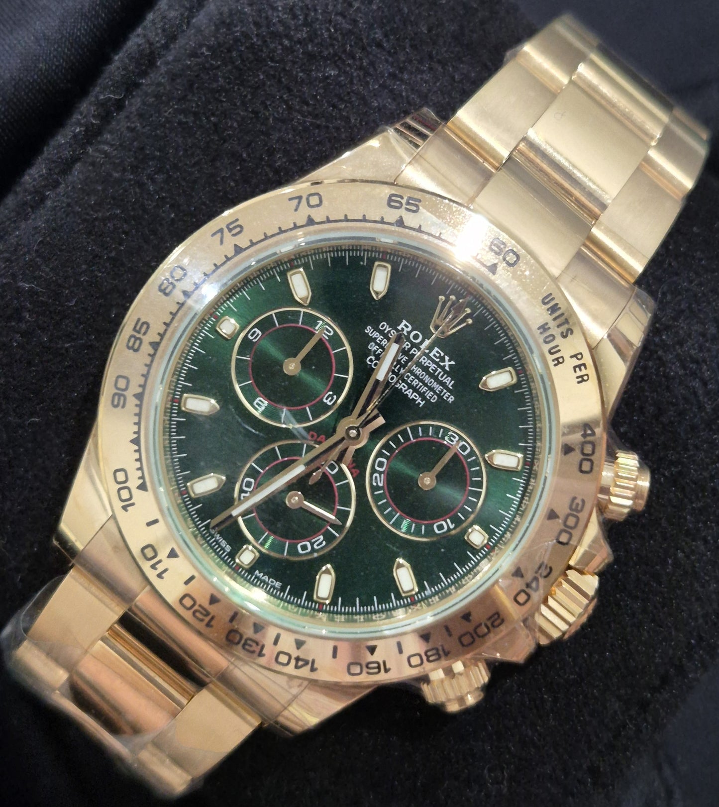 Rolex Daytona “John Mayer” Yellow Gold Green Dial 116508 front right