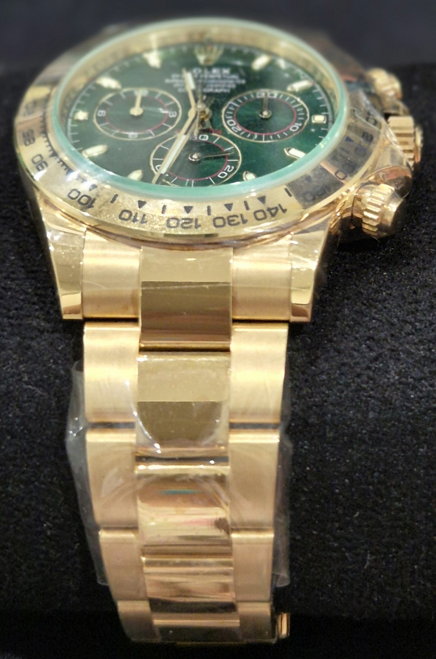 Rolex Daytona “John Mayer” Yellow Gold Green Dial 116508 front bracelet
