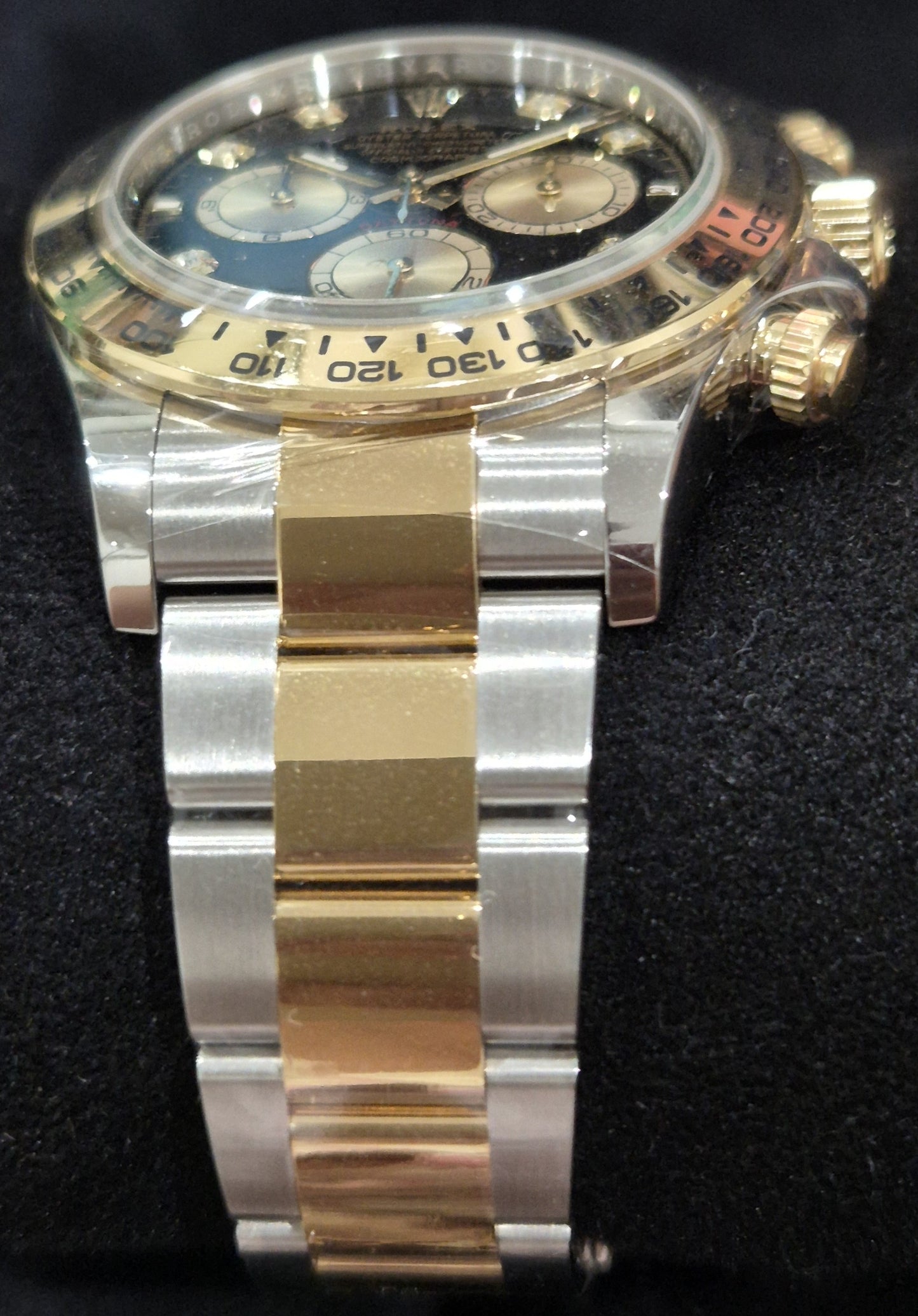 Rolex Daytona Two Tone Yellow Gold Black Diamond Dial 126503 bracelet
