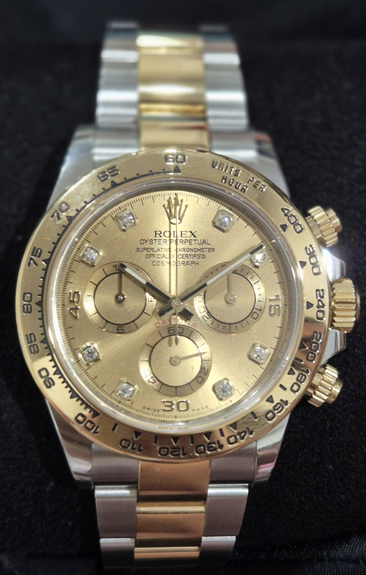 Rolex Cosmograph Daytona Two Tone Gold Diamond Dial 116503 front