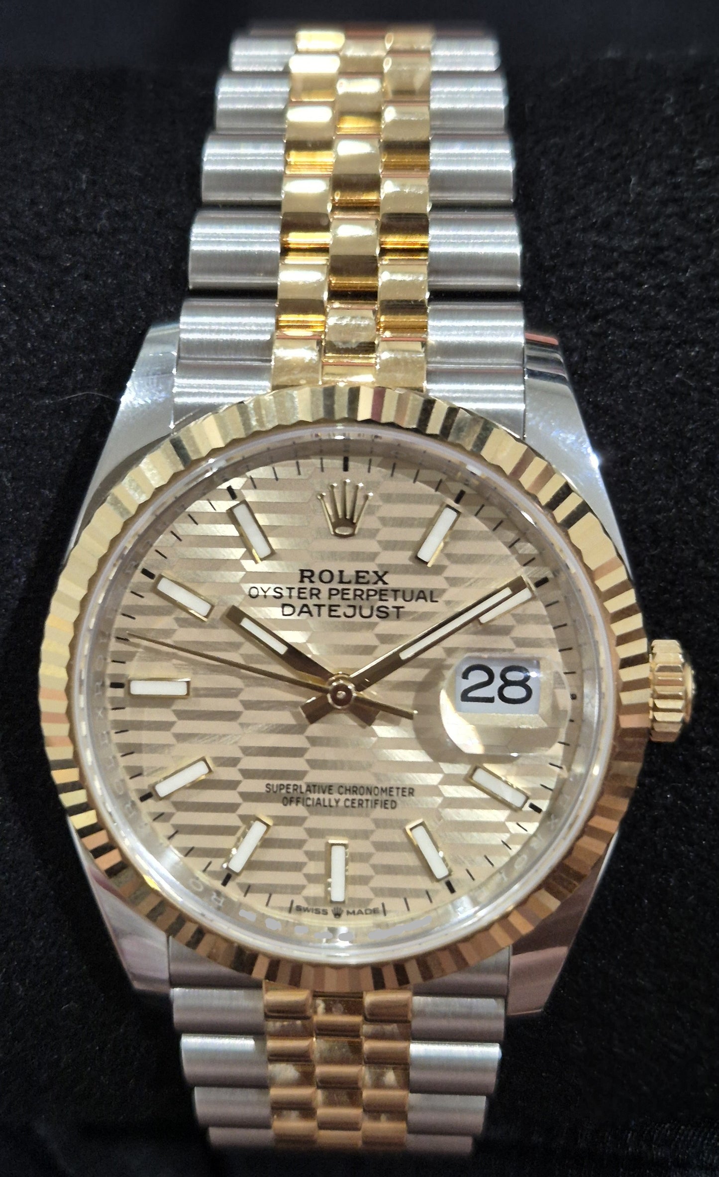 Rolex Datejust 36 Two Tone Yellow Gold 'Sticks' Motif Dial 126233 front