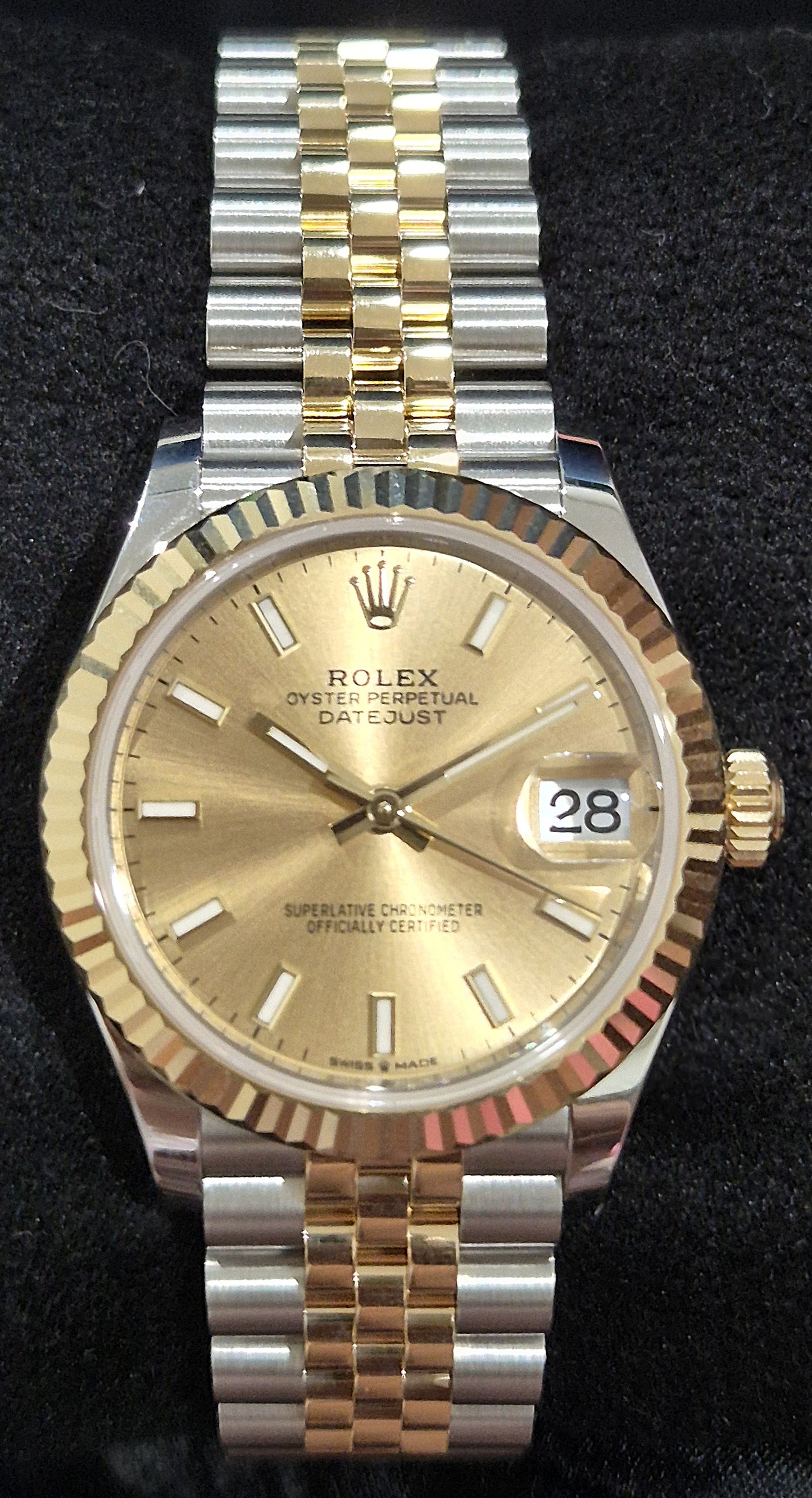 Rolex Datejust 31 Two Tone Champagne 'Sticks' Dial Jubilee 278273 front