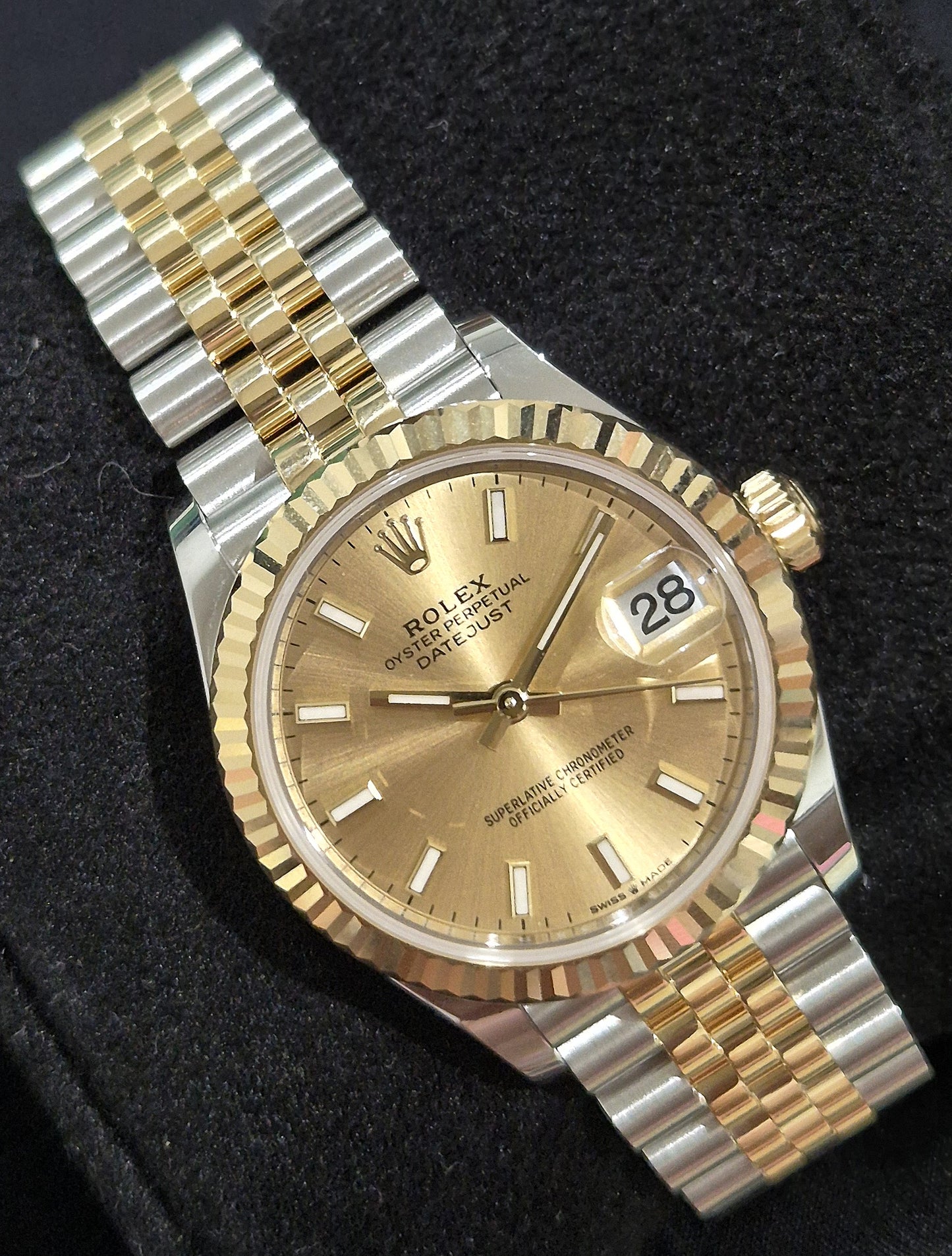 Rolex Datejust 31 Two Tone Champagne 'Sticks' Dial Jubilee 278273 front left