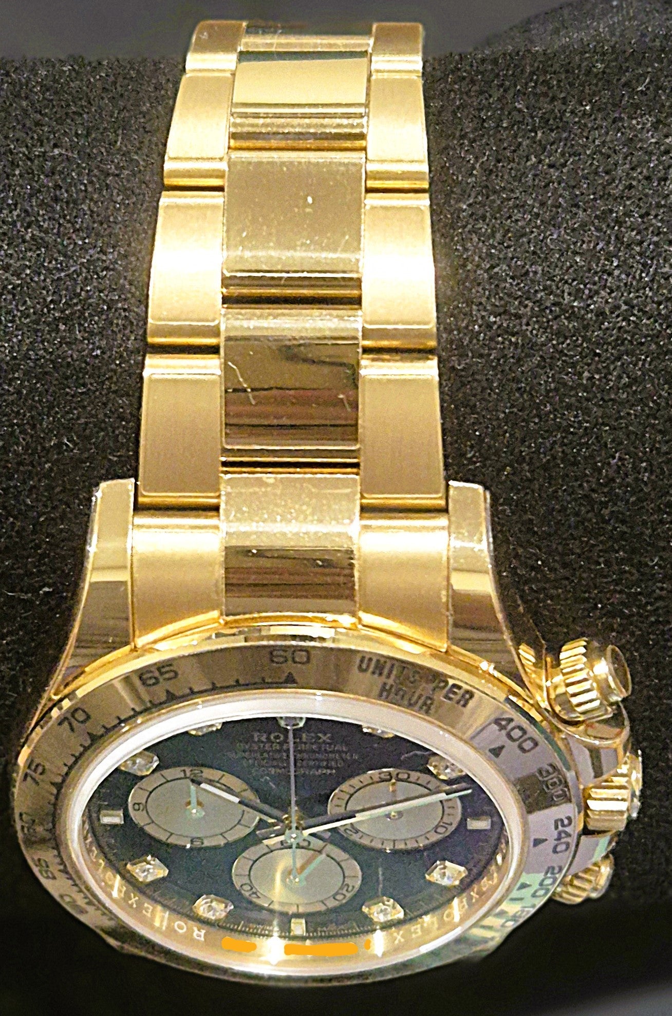 Rolex Cosmograph Daytona Yellow Gold Black Diamond Dial 126508 bracelet 2