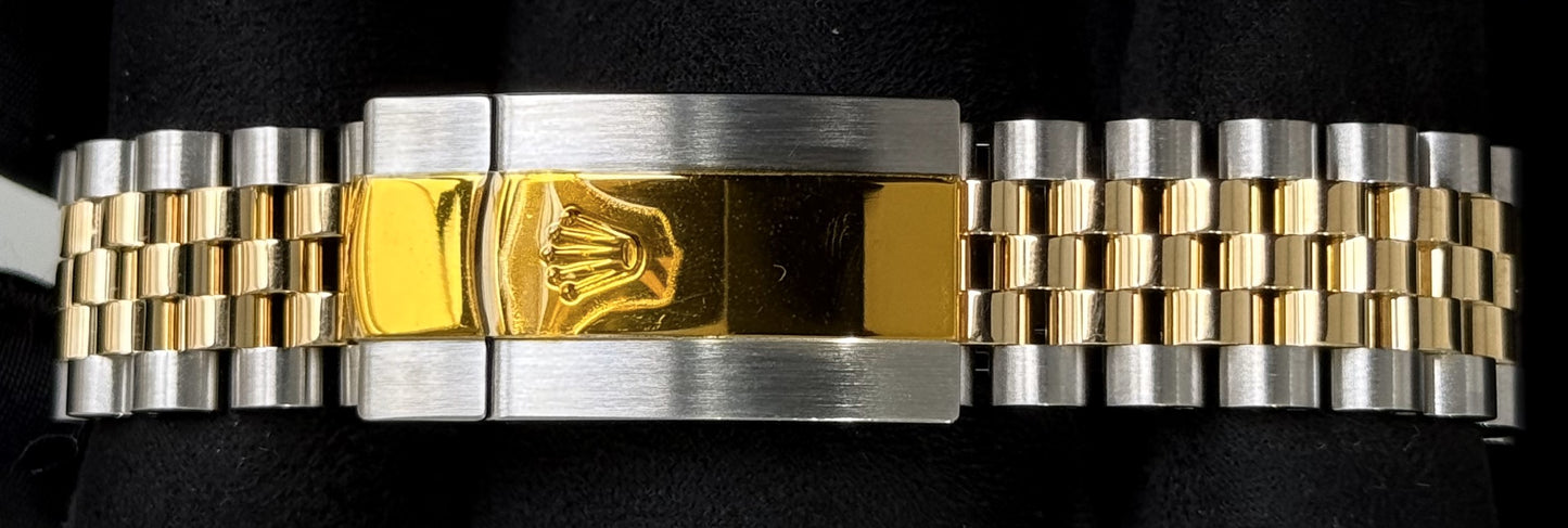 Rolex Datejust 36 Two Tone Yellow Gold Black with Diamonds Dial 126233 clasp