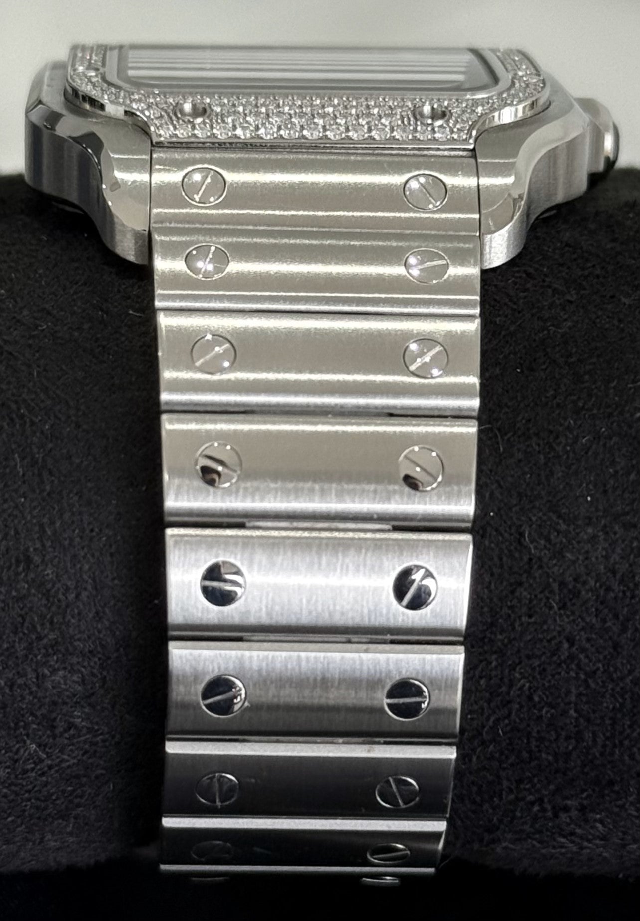 Cartier Santos De Cartier Medium Model Diamond Blue Steel W4SA0006 bracelet right