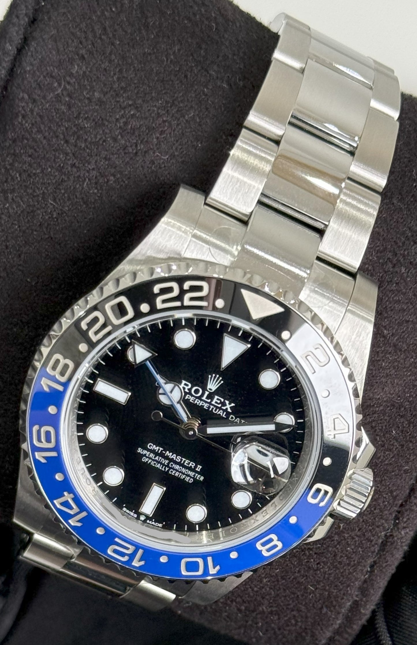 Rolex GMT-Master II Batman Oyster Steel 126710BLNR front right