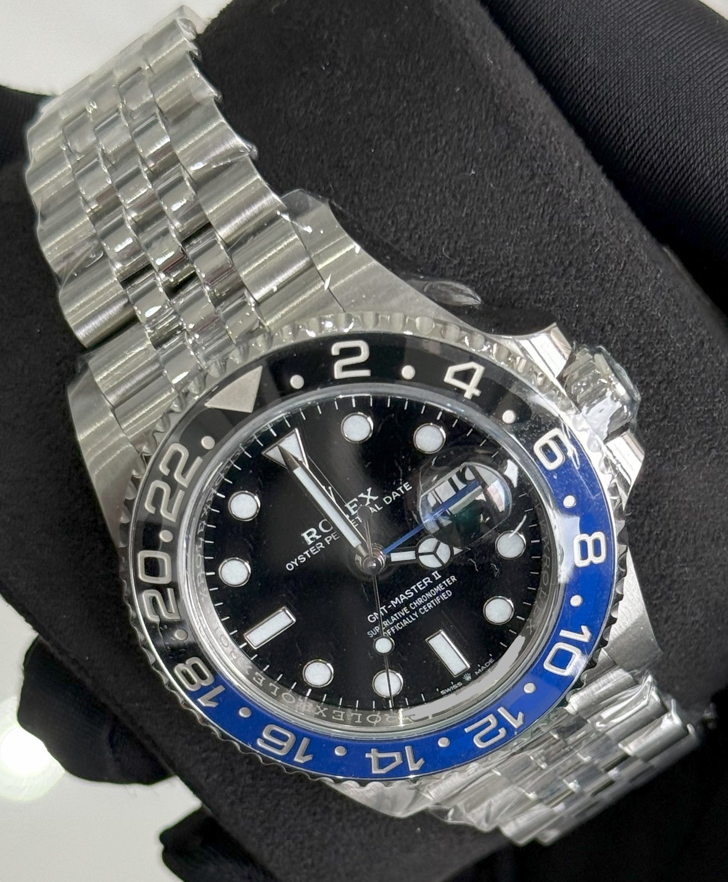 Rolex GMT-Master II Batgirl Jubilee 126710BLNR front left