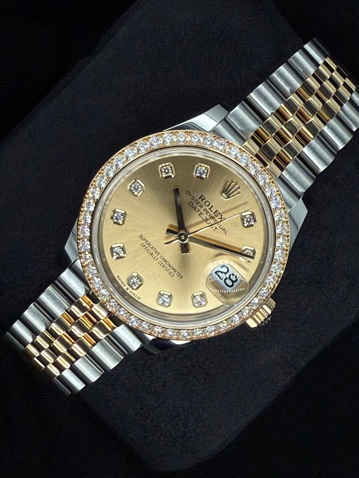 Rolex Datejust 31 Two Tone Yellow Gold Champagne Diamond Dial with Factory-Set Diamond Bezel 278383RBR | 2025 | 31mm