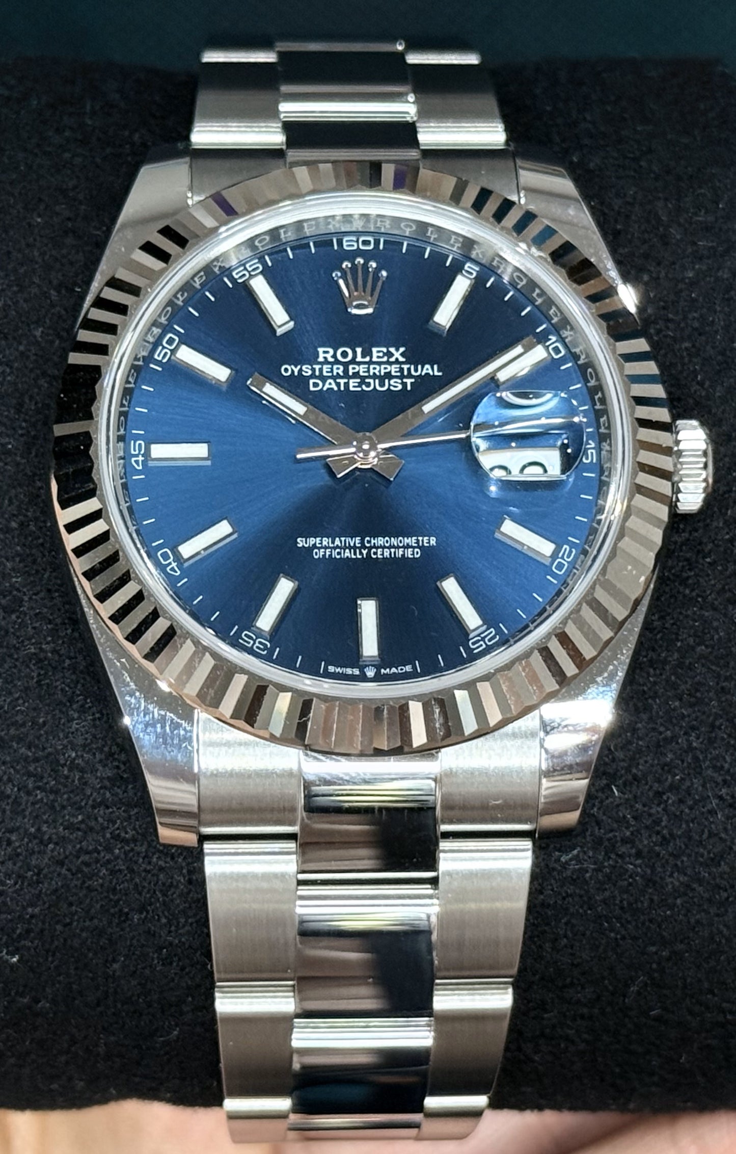 Rolex Datejust 41 Blue Stick Dial Oystersteel 126334 front