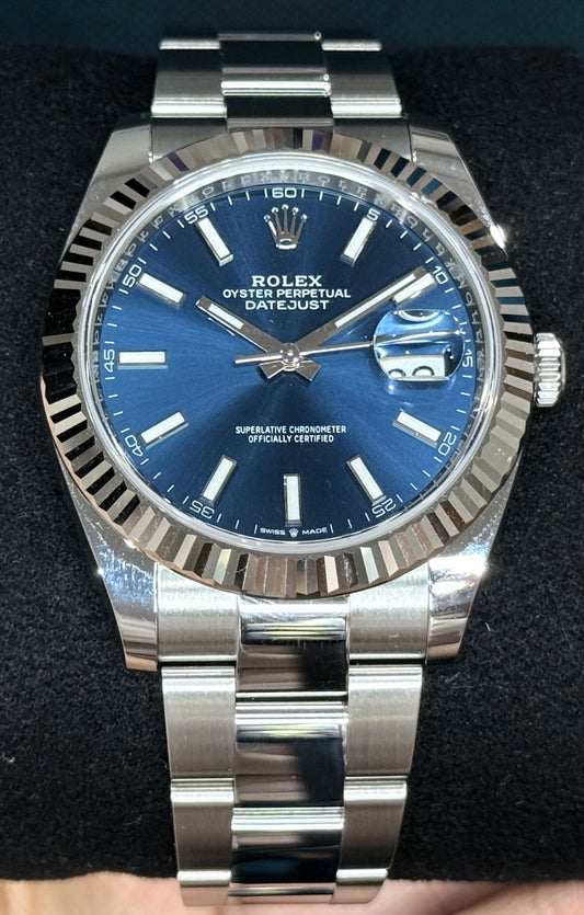 Rolex Datejust 41 Blue Stick Dial Oystersteel 126334 front