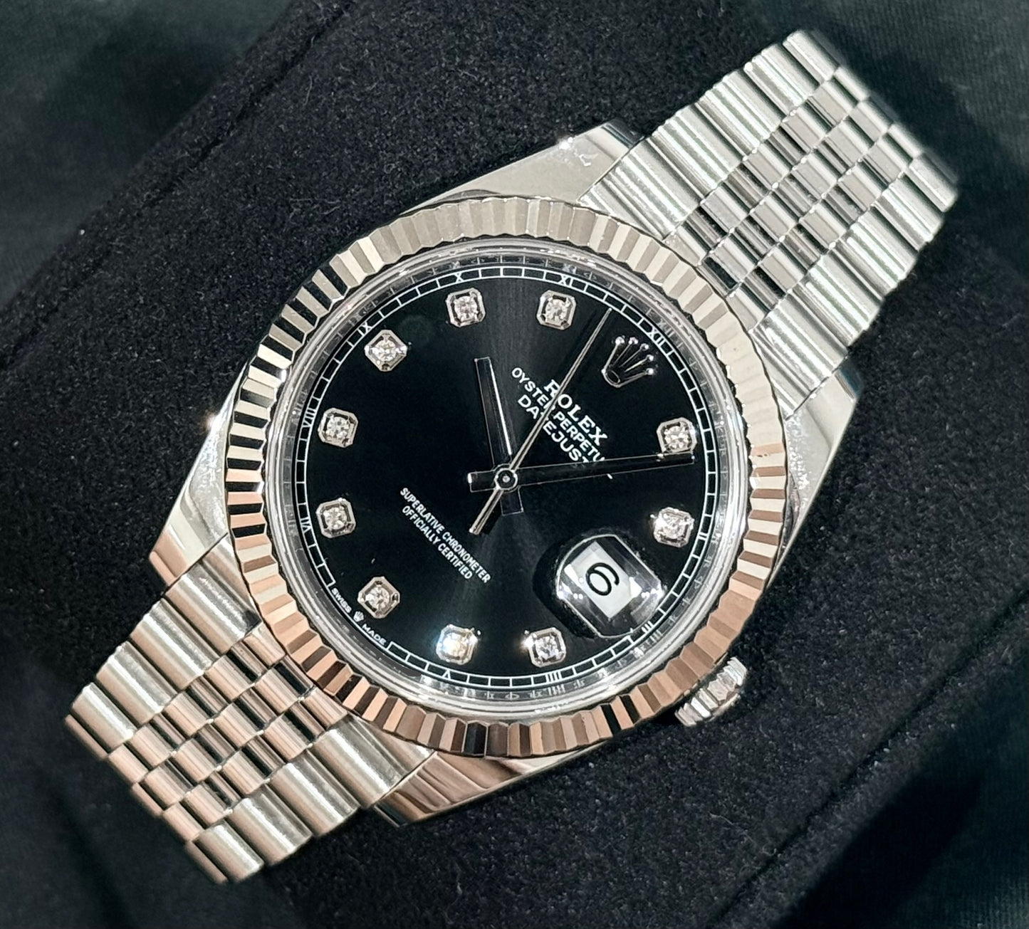 Rolex Datejust 41 Black Diamond Dial Jubilee 126334 front right