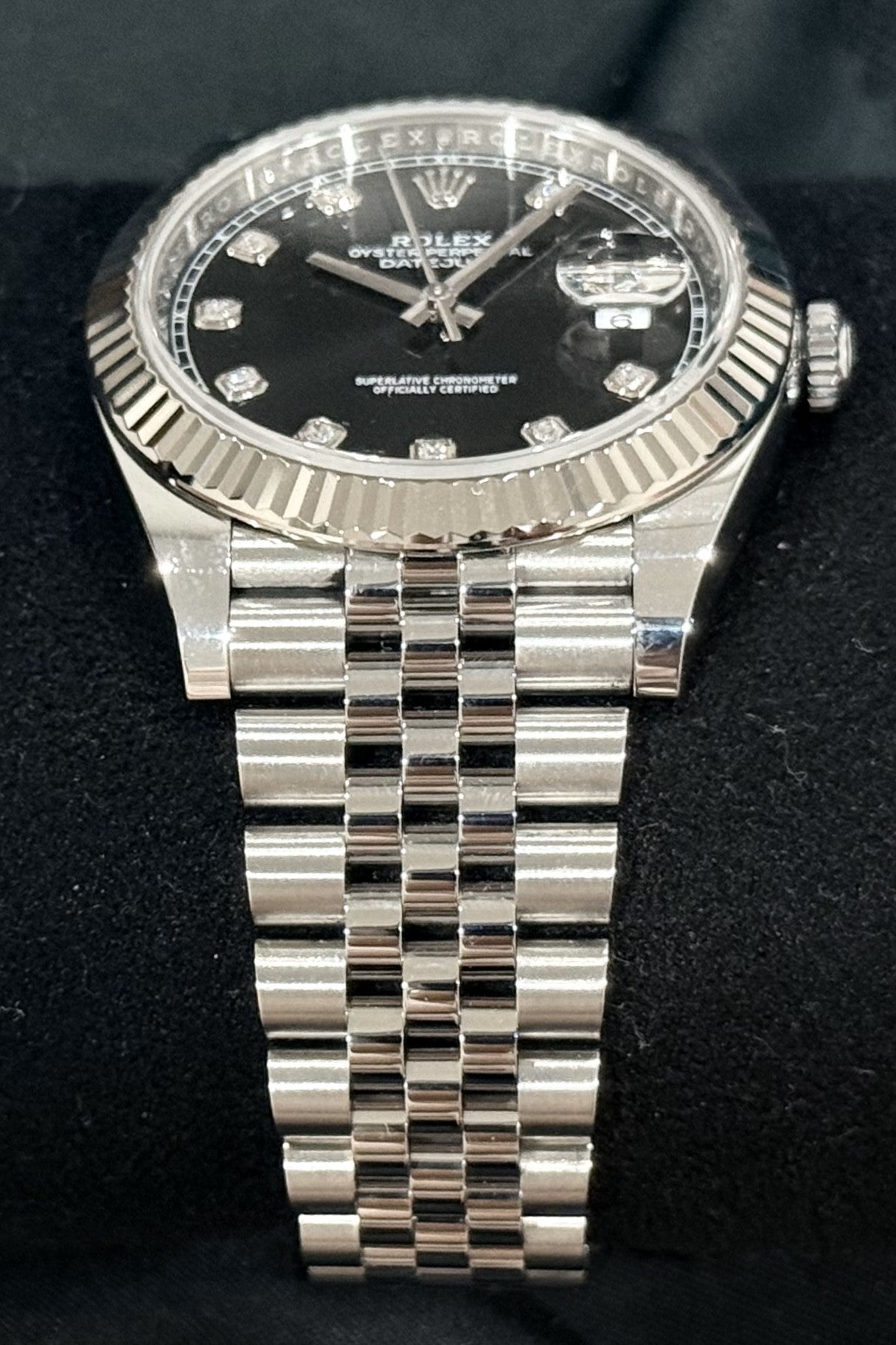 Rolex Datejust 41 Black Diamond Dial Jubilee 126334 strap right