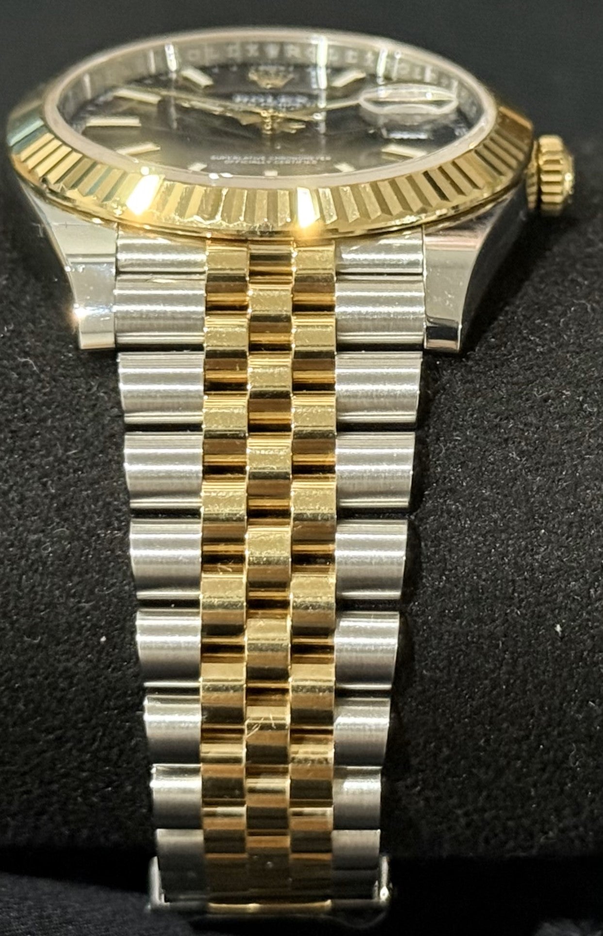 Rolex Datejust 41 Two Tone Yellow Gold with Black 'Sticks' Dial Jubilee 126334 bracelet