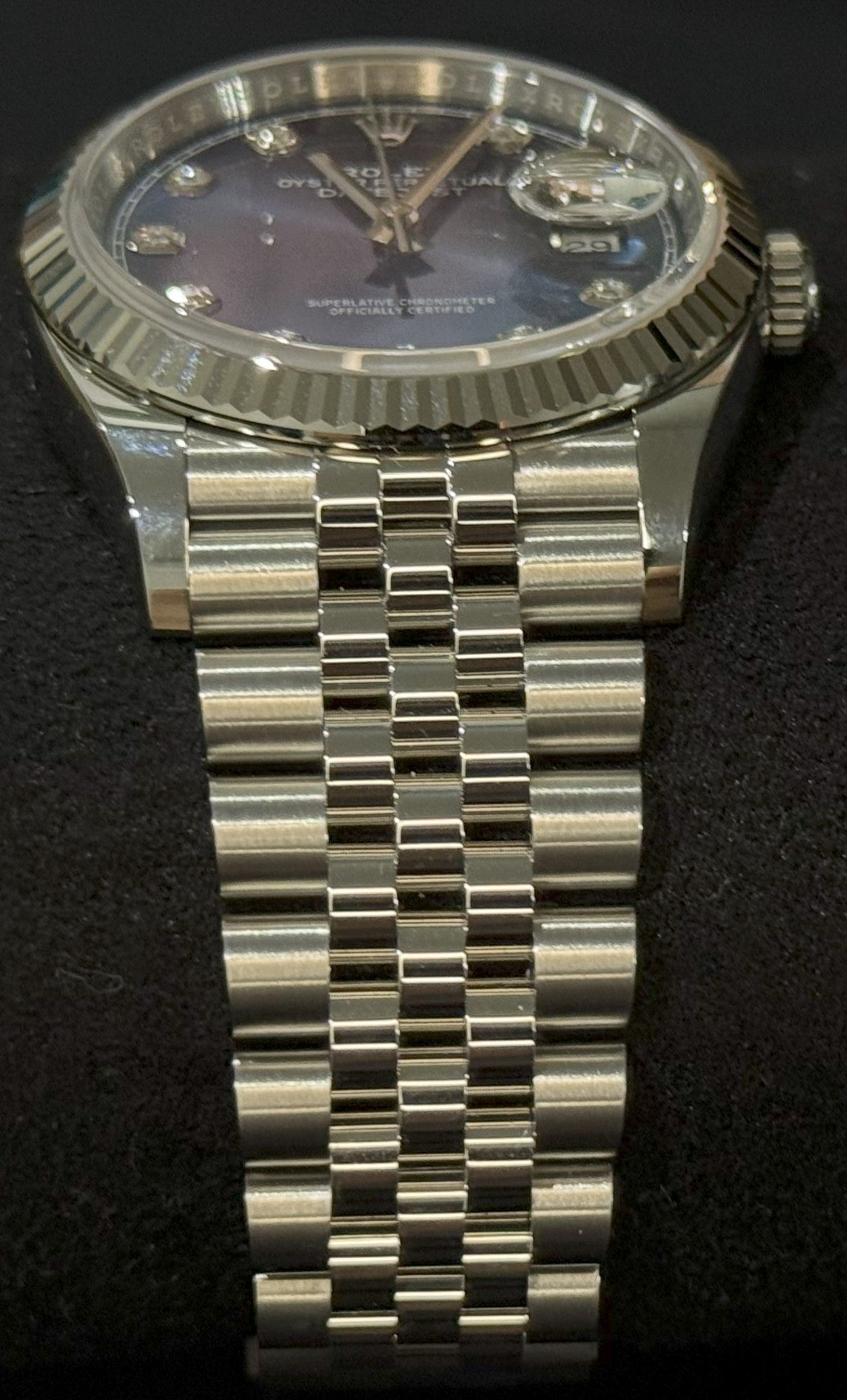 Rolex Datejust 36 Blue Diamond Dial Fluted Jubilee 126234 bracelet
