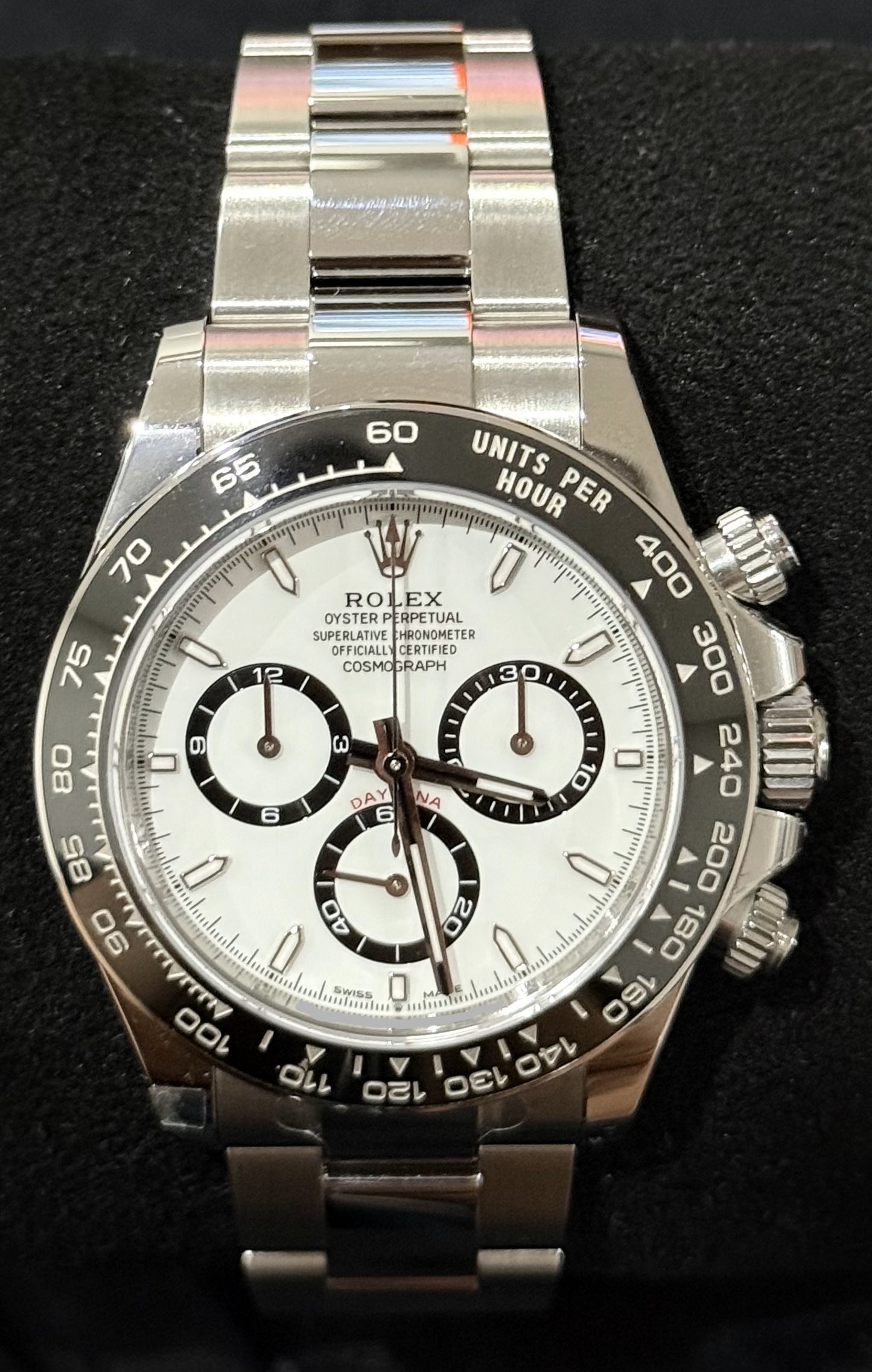 Rolex Daytona White Panda Ceramic Oystersteel 126500LN front
