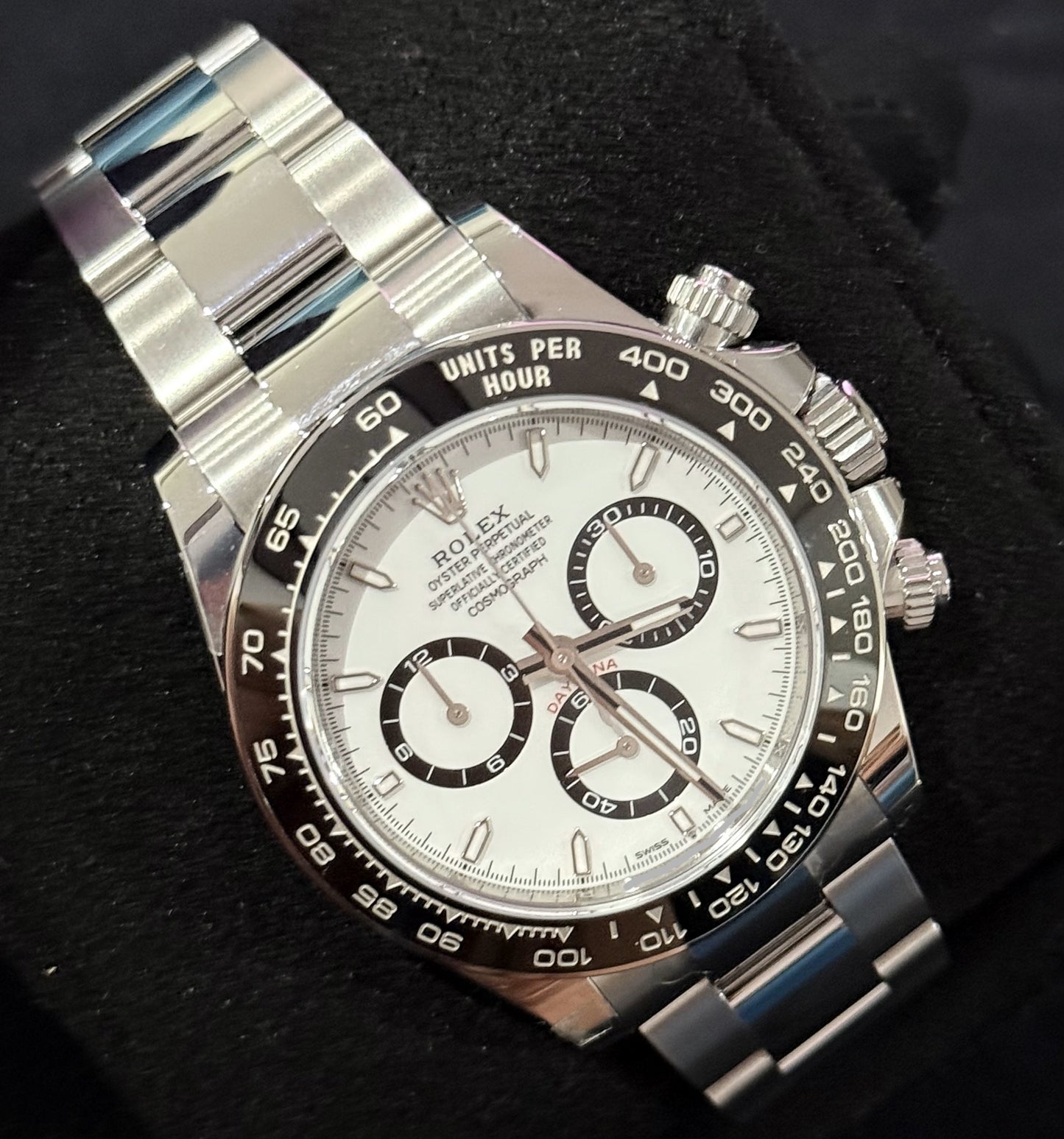 Rolex Daytona White Panda Ceramic Oystersteel 126500LN front left