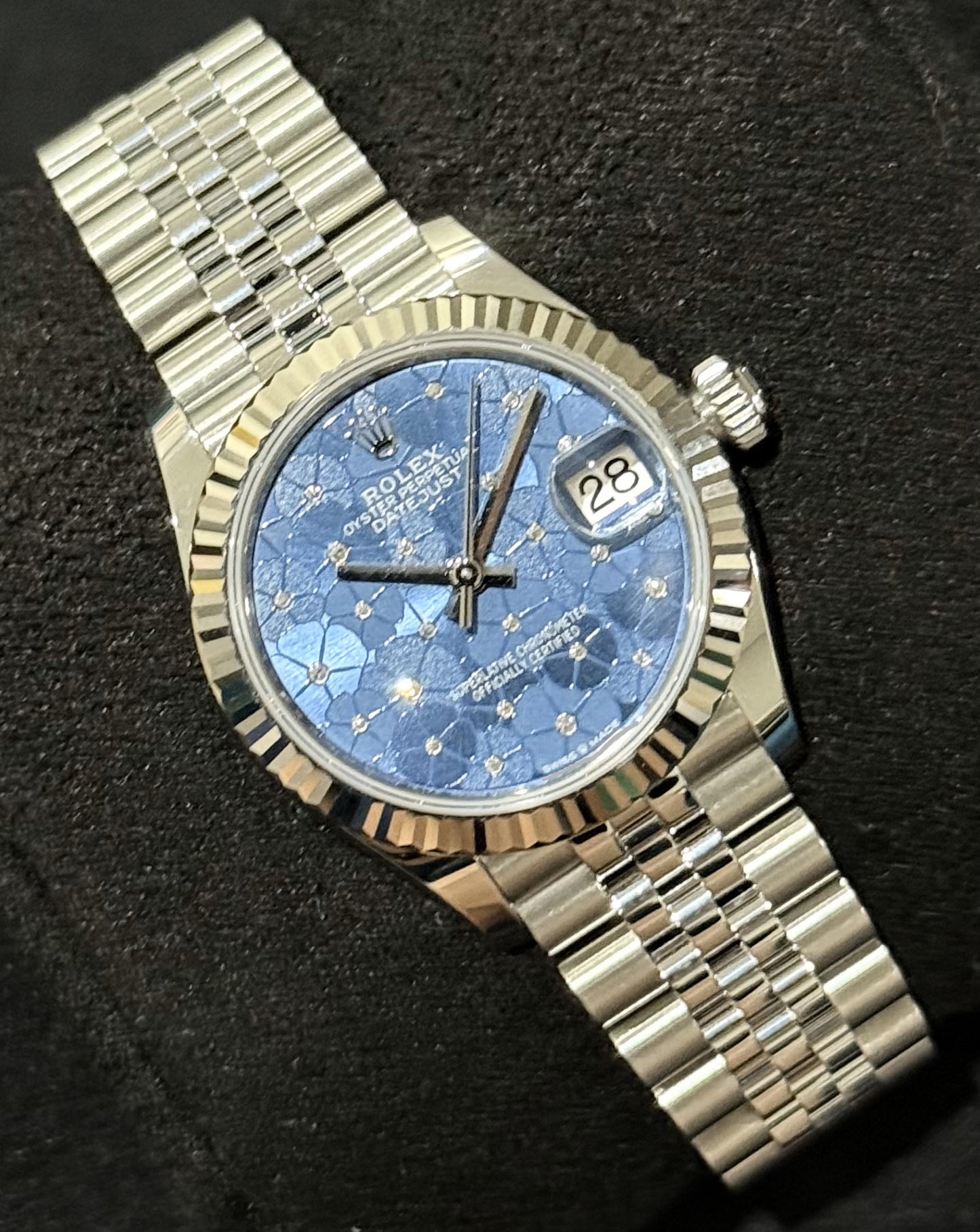 Rolex Datejust 31 Blue Floral Motif Dial Jubilee 278274 front left