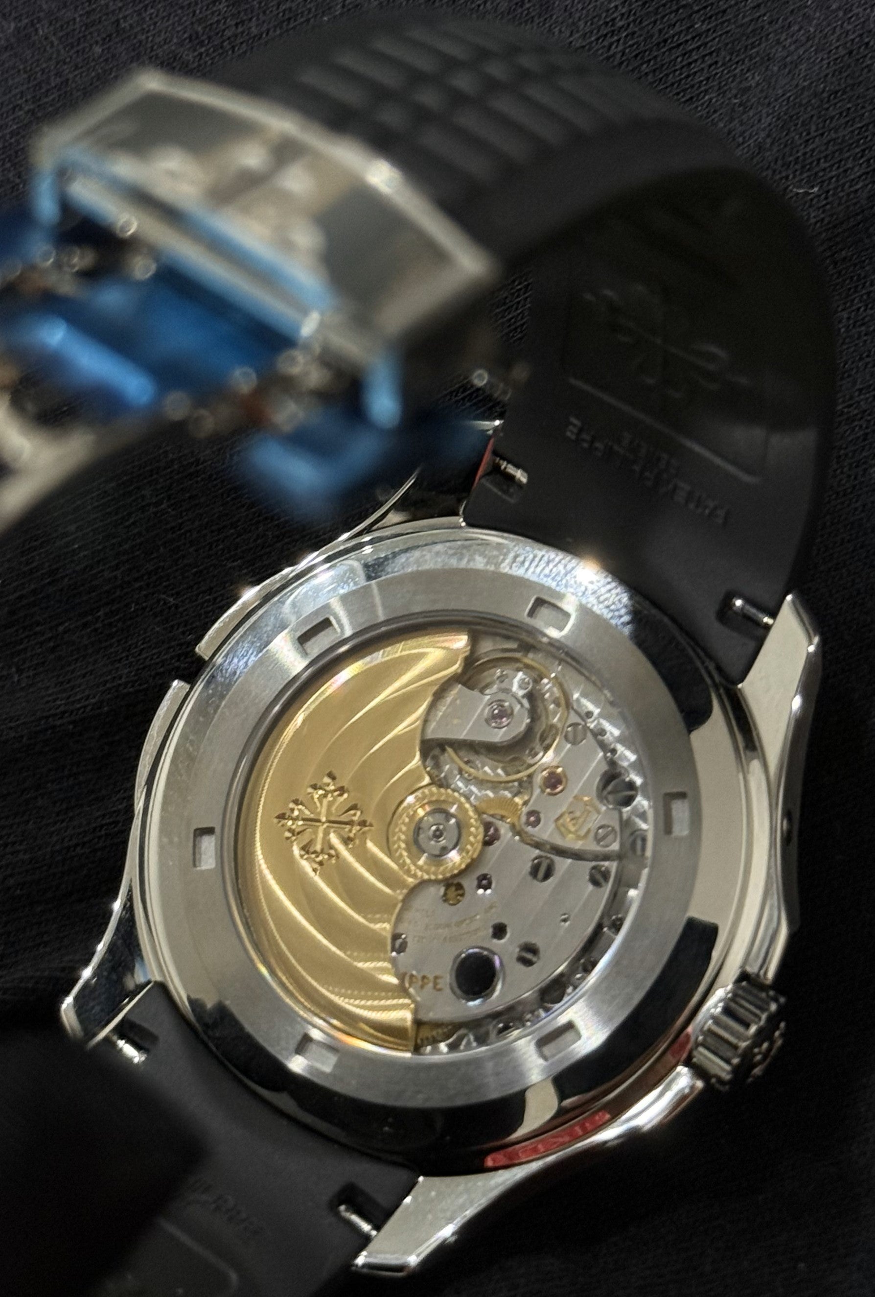Patek Philippe Aquanaut Steel Travel Time Black Dial 5164A-001 open case