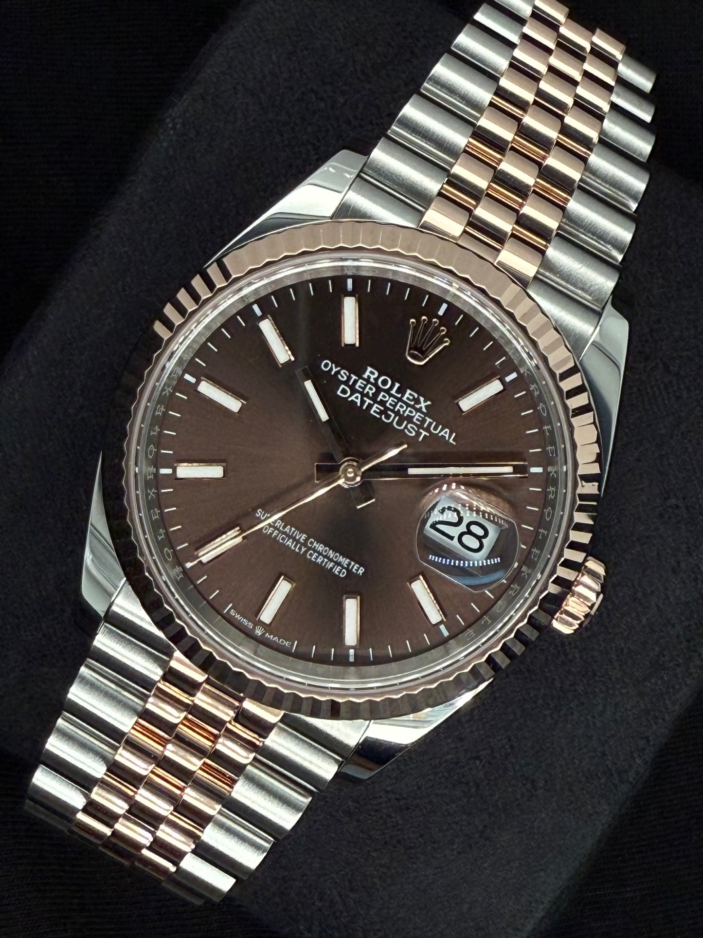 Rolex Datejust 36 Two Tone Rose Gold Chocolate ‘Sticks’ Dial 126231 | 2024 | 36mm