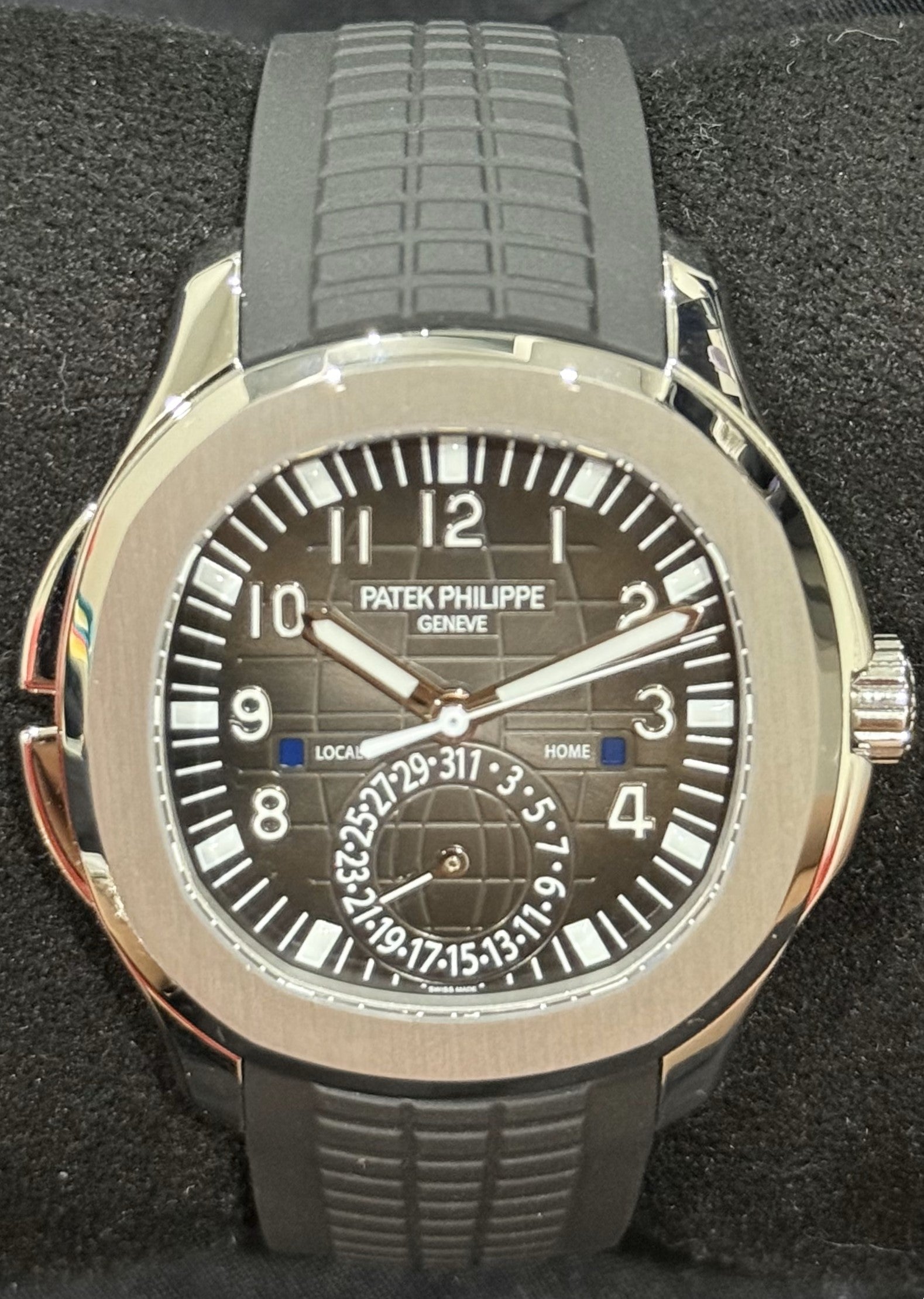Patek Philippe Aquanaut Steel Travel Time Black Dial 5164A-001  front