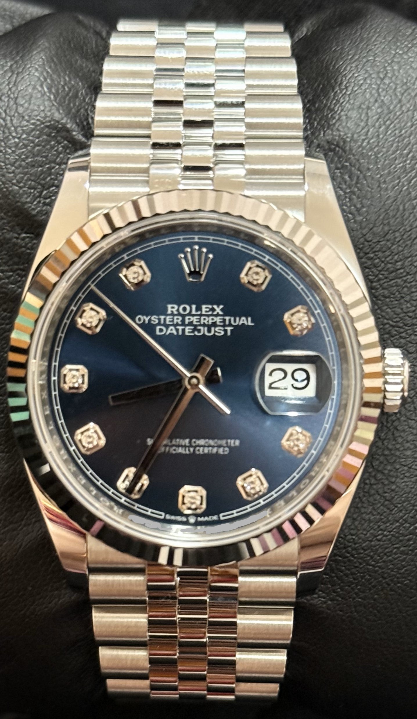 Rolex Datejust 36 Blue Dial with Diamonds Oystersteel Jubilee 126234 front