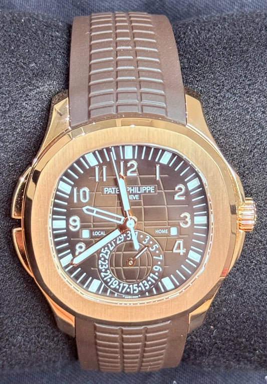 Patek Philippe Aquanaut Rose Gold Travel Time Brown Dial 5164R-001 front