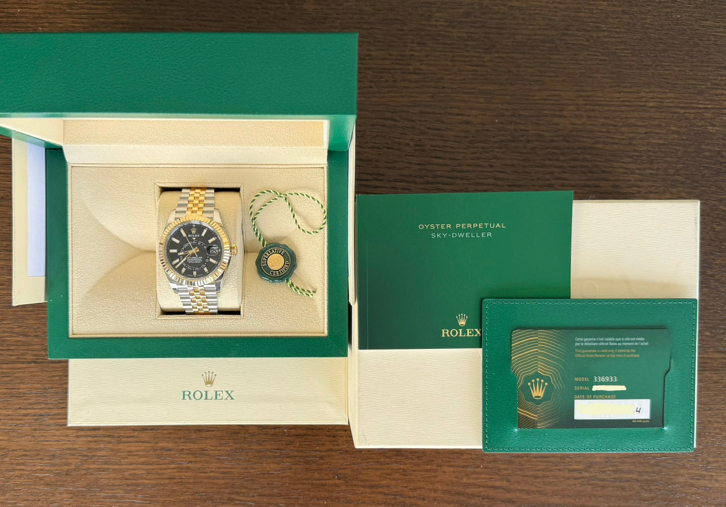 Rolex Sky-Dweller Two Tone Yellow Gold Black Dial 336933 full set