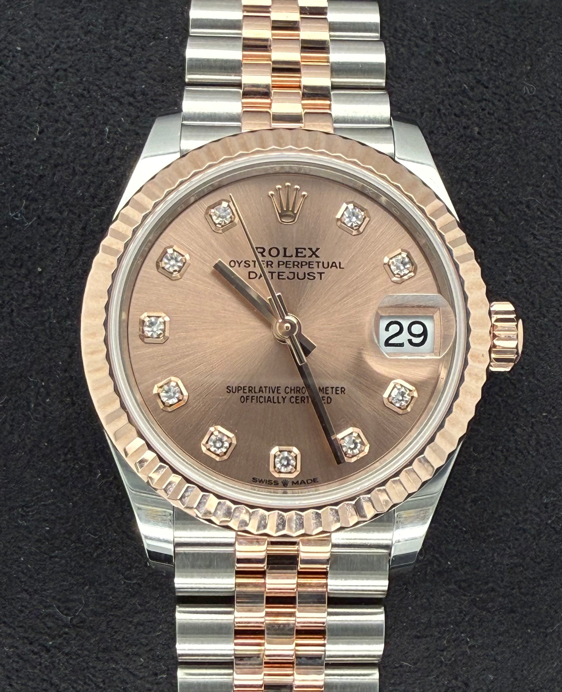 Rolex Datejust 31 Two Tone Everose Gold Pink Sundust Diamond Dial 278271 front
