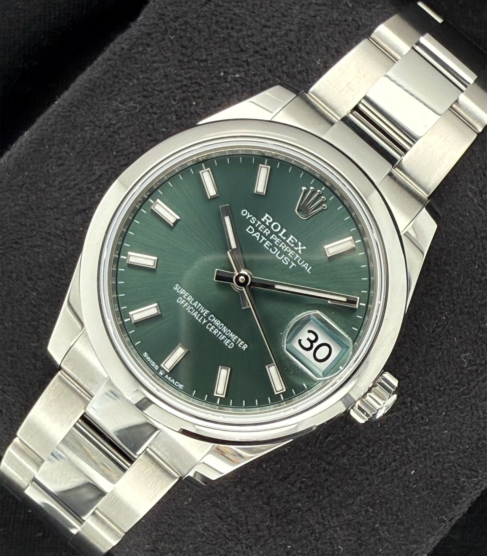 Rolex Datejust 31 Mint Green Sticks Dial 278240 front right