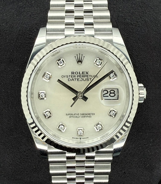 Rolex Datejust 36 Mother of Pearl Diamond Dial Jubilee 126234 front