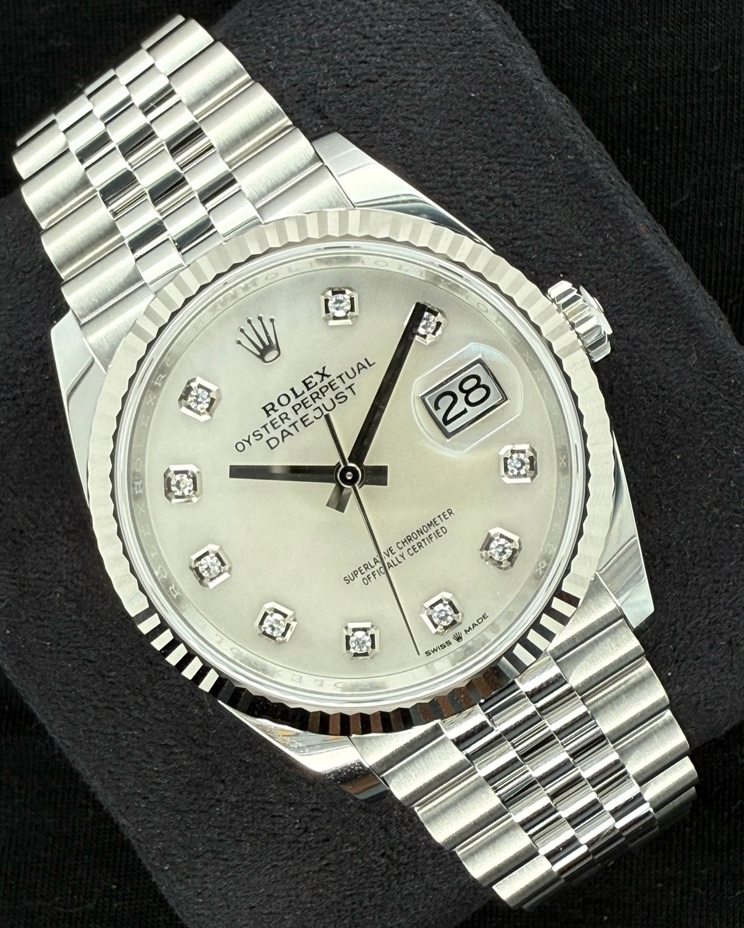 Rolex Datejust 36 Mother of Pearl Diamond Dial Jubilee 126234 front left