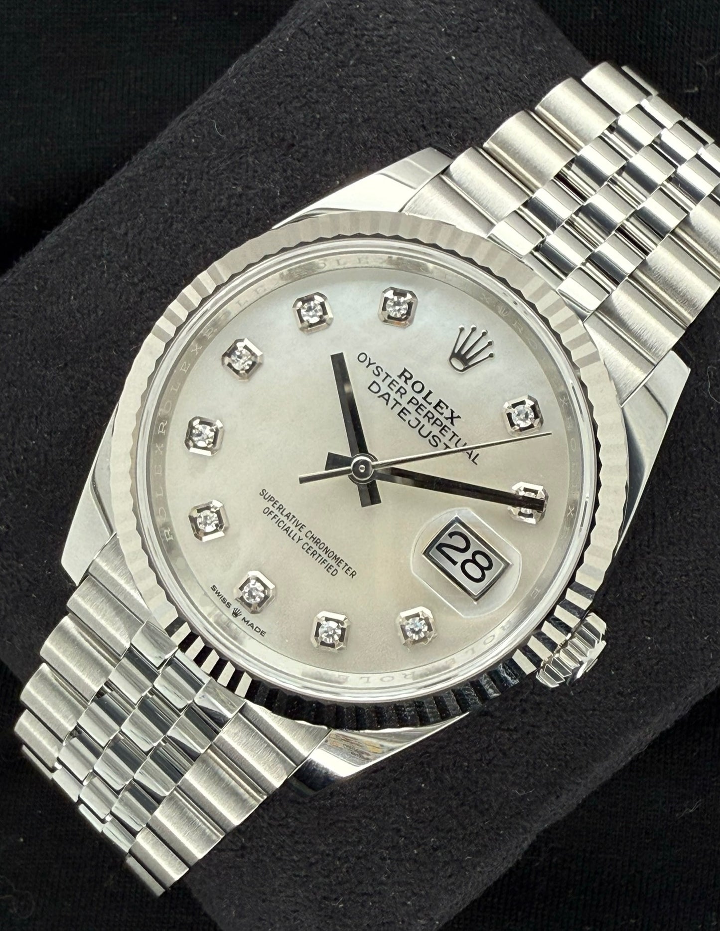 Rolex Datejust 36 Mother of Pearl Diamond Dial Jubilee 126234 front right