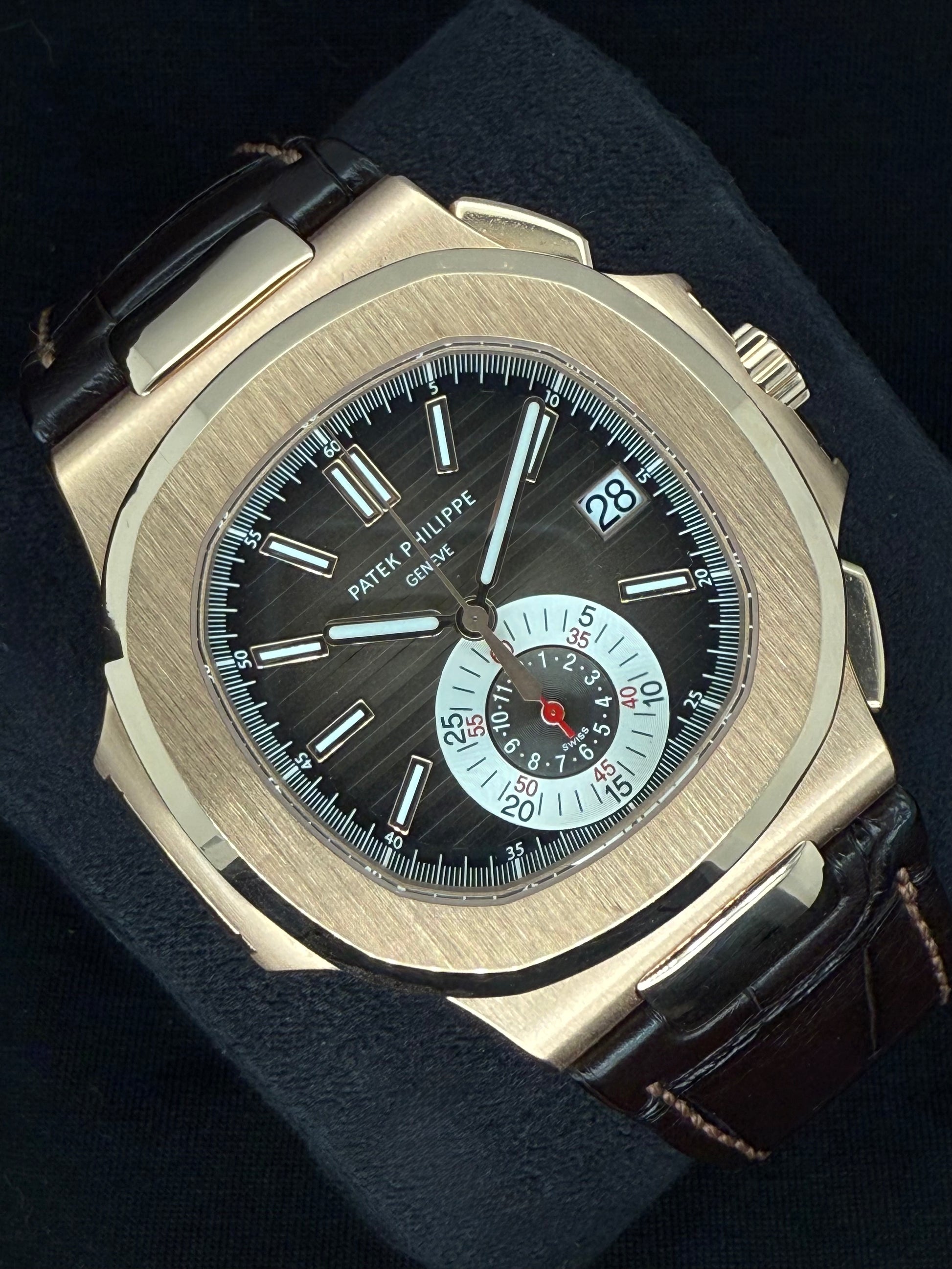 Patek Philippe Nautilus 18ct Rose Gold Brown Dial 5980R-001 left